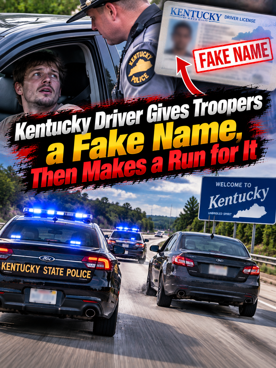 Kentucky Driver Gives Troopers a Fake Name, Then Makes a Run for It