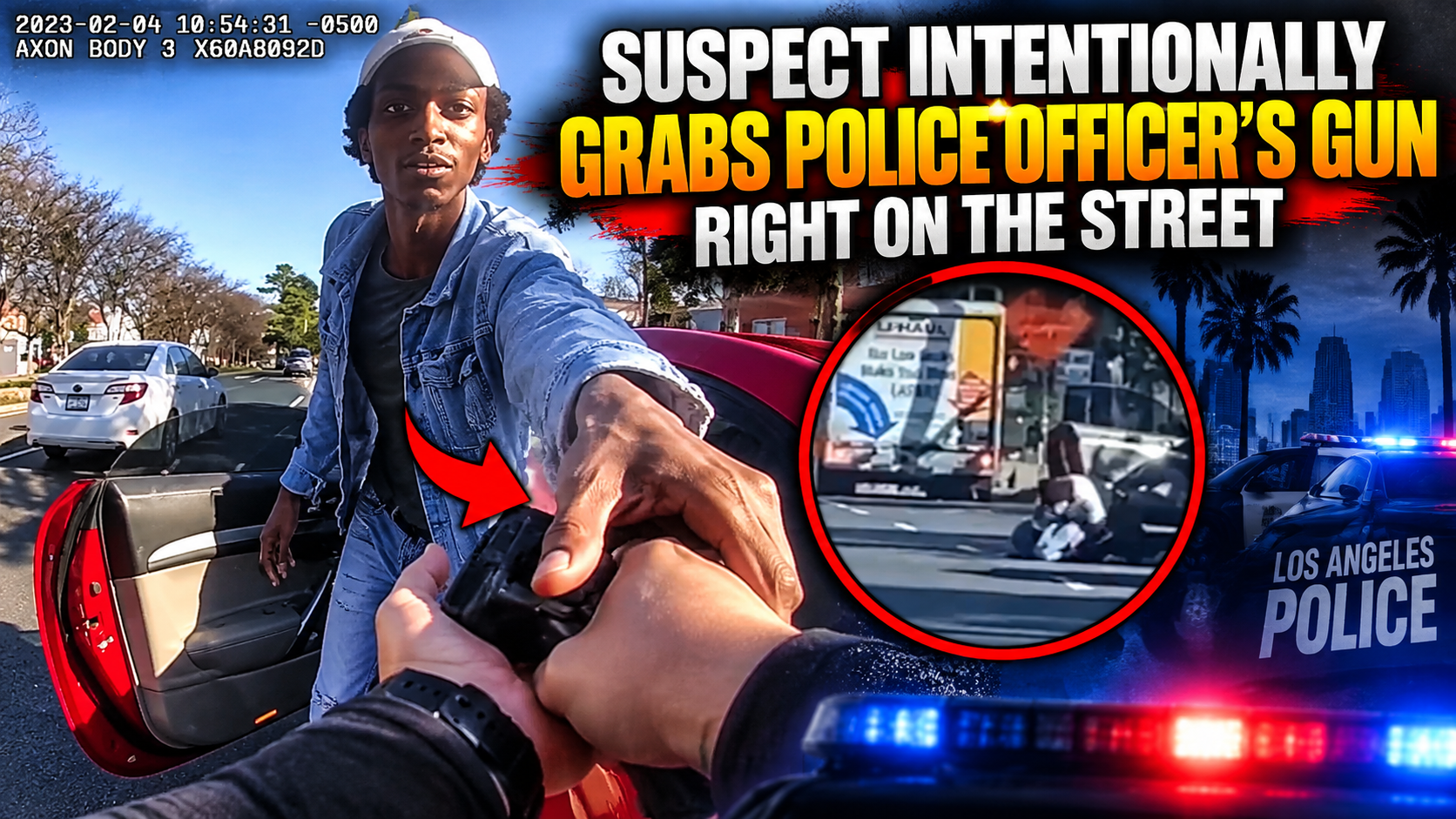 Suspect Intentionally Grabs Police Officer's Gun Right on the Street