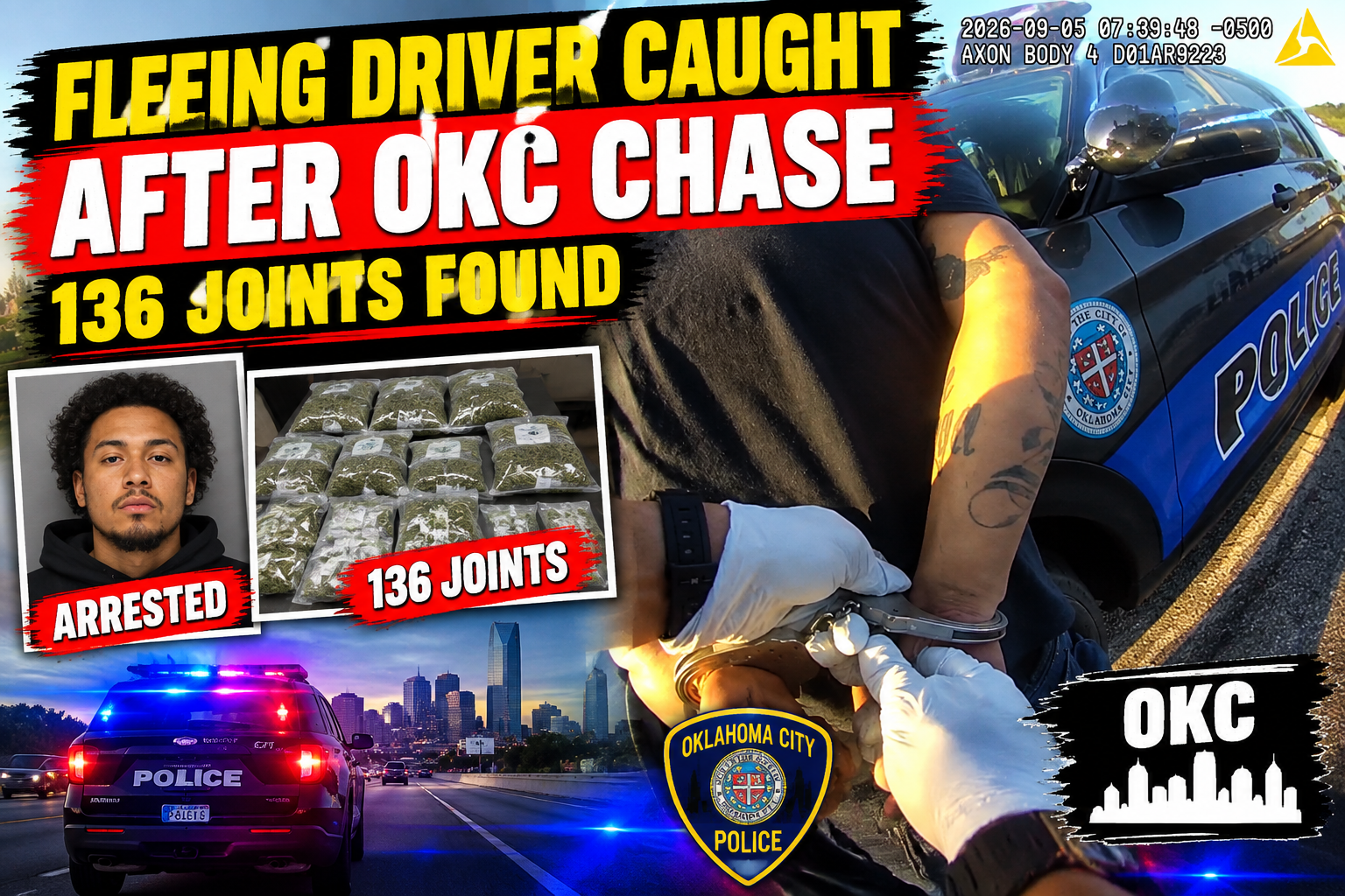 Fleeing Driver Caught After OKC Chase — 136 Joints Found