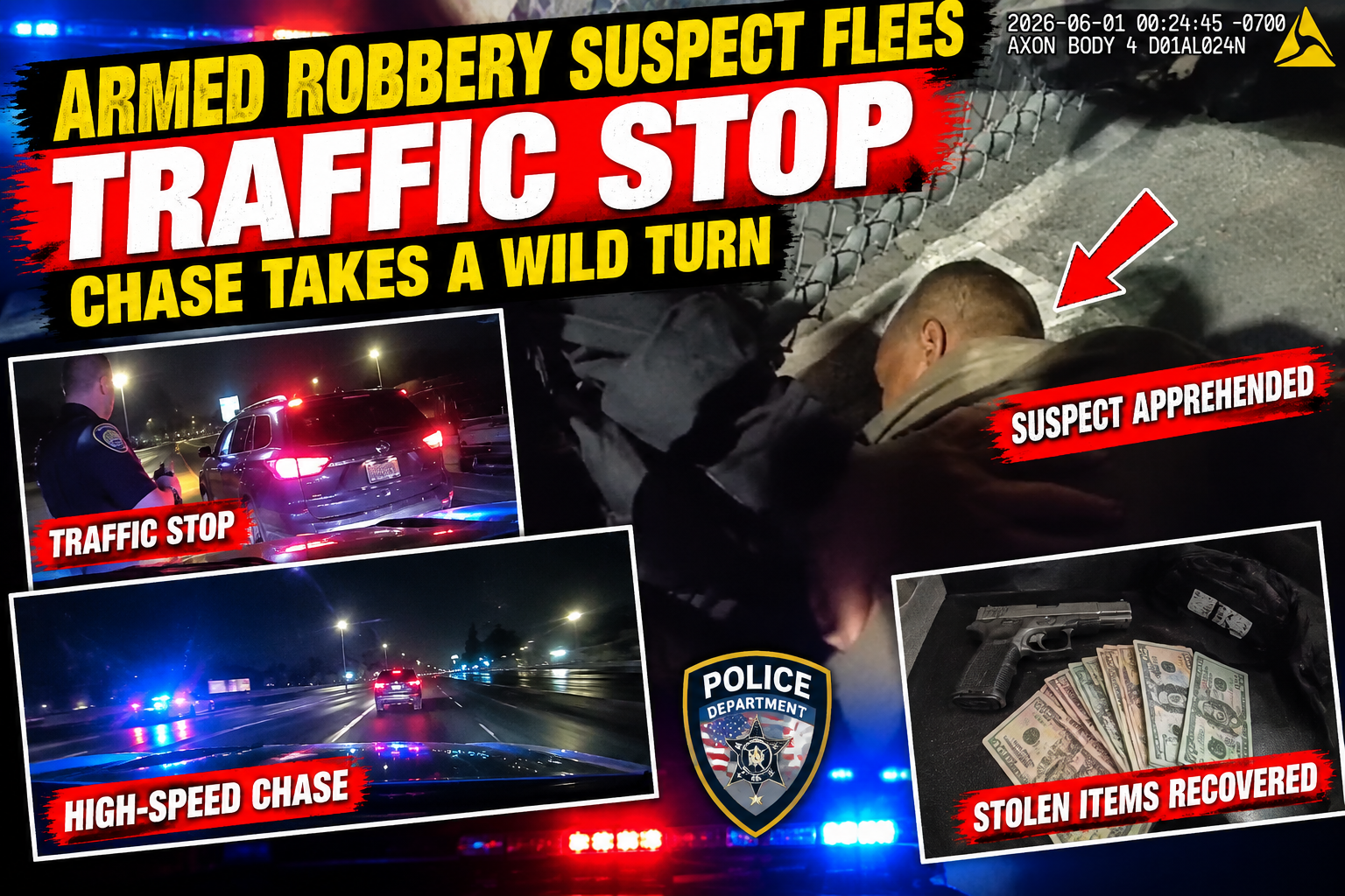 Armed Robbery Suspect Flees Traffic Stop — Chase Takes a Wild Turn