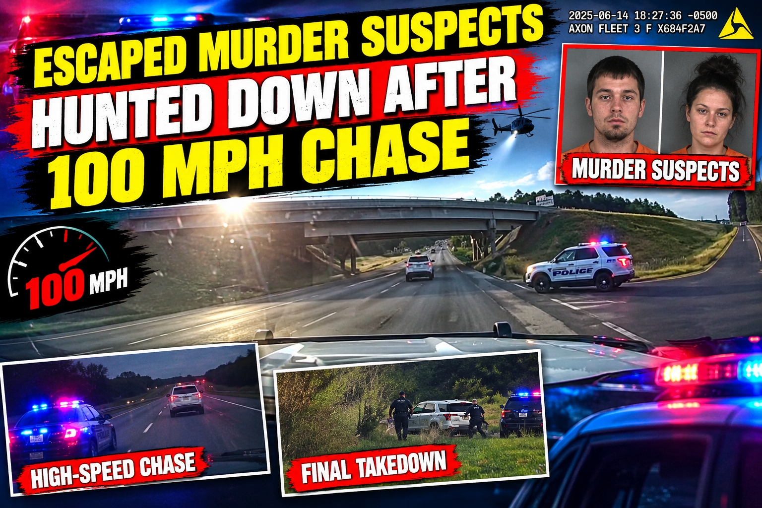 Escaped Murder Suspects Hunted Down After 100 MPH Chase