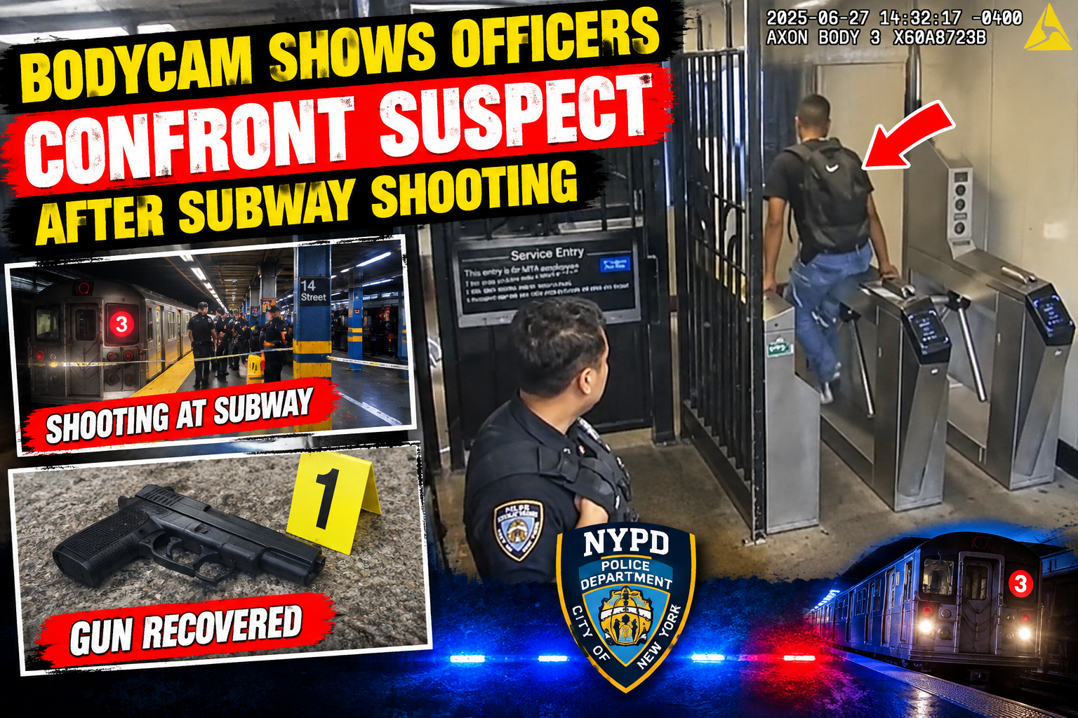 Bodycam Shows Officers Confront Suspect After Subway Shooting