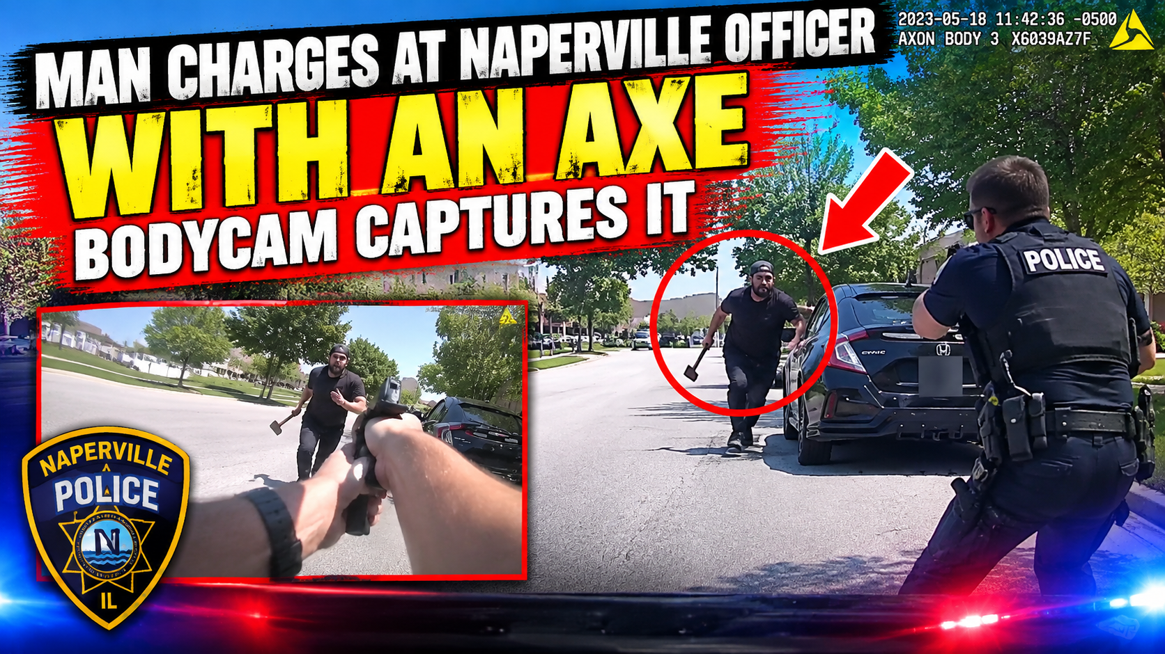 Man Charges at Naperville Officer With an Axe — Bodycam Captures It