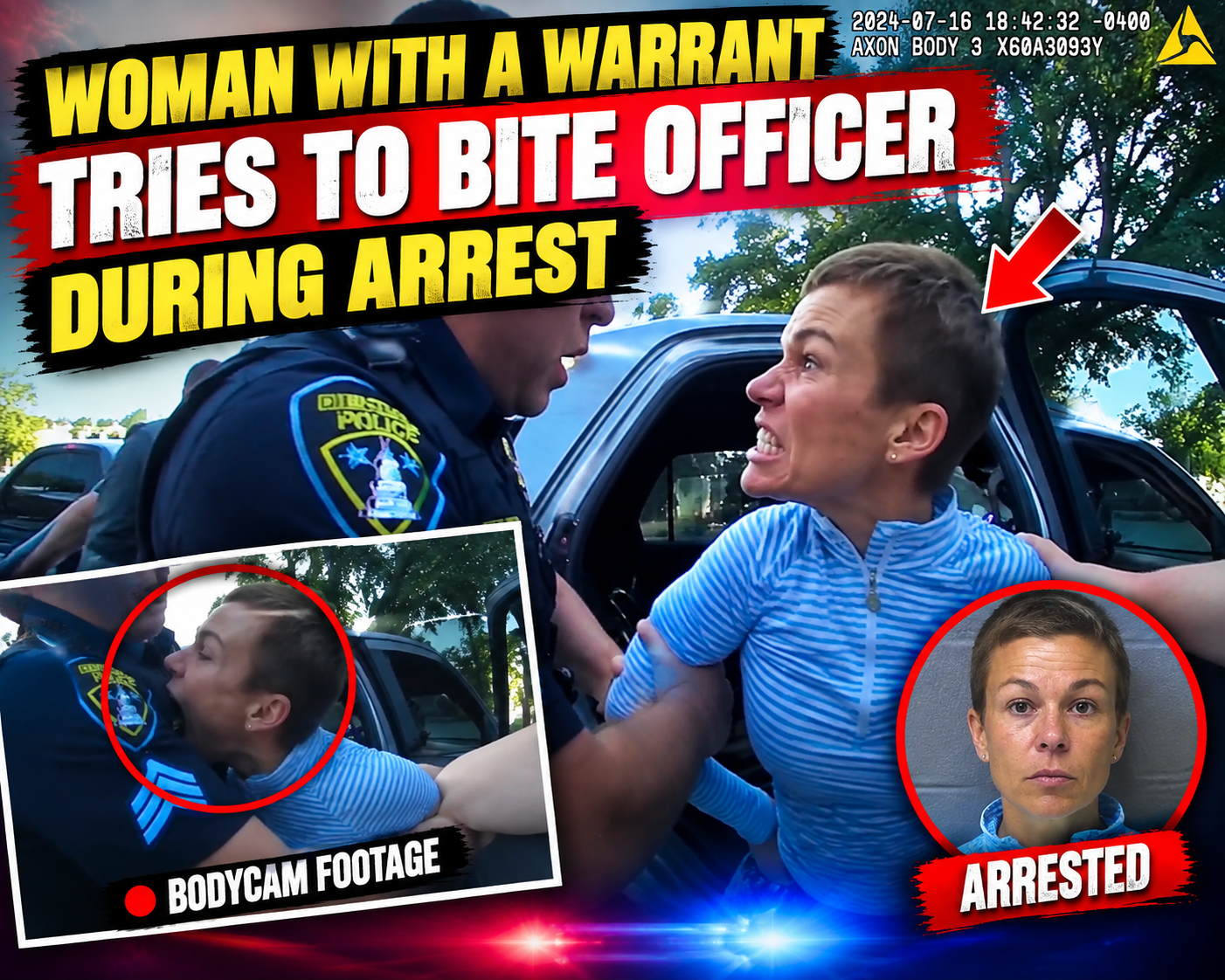 Woman With a Warrant Tries to Bite Officer During Arrest