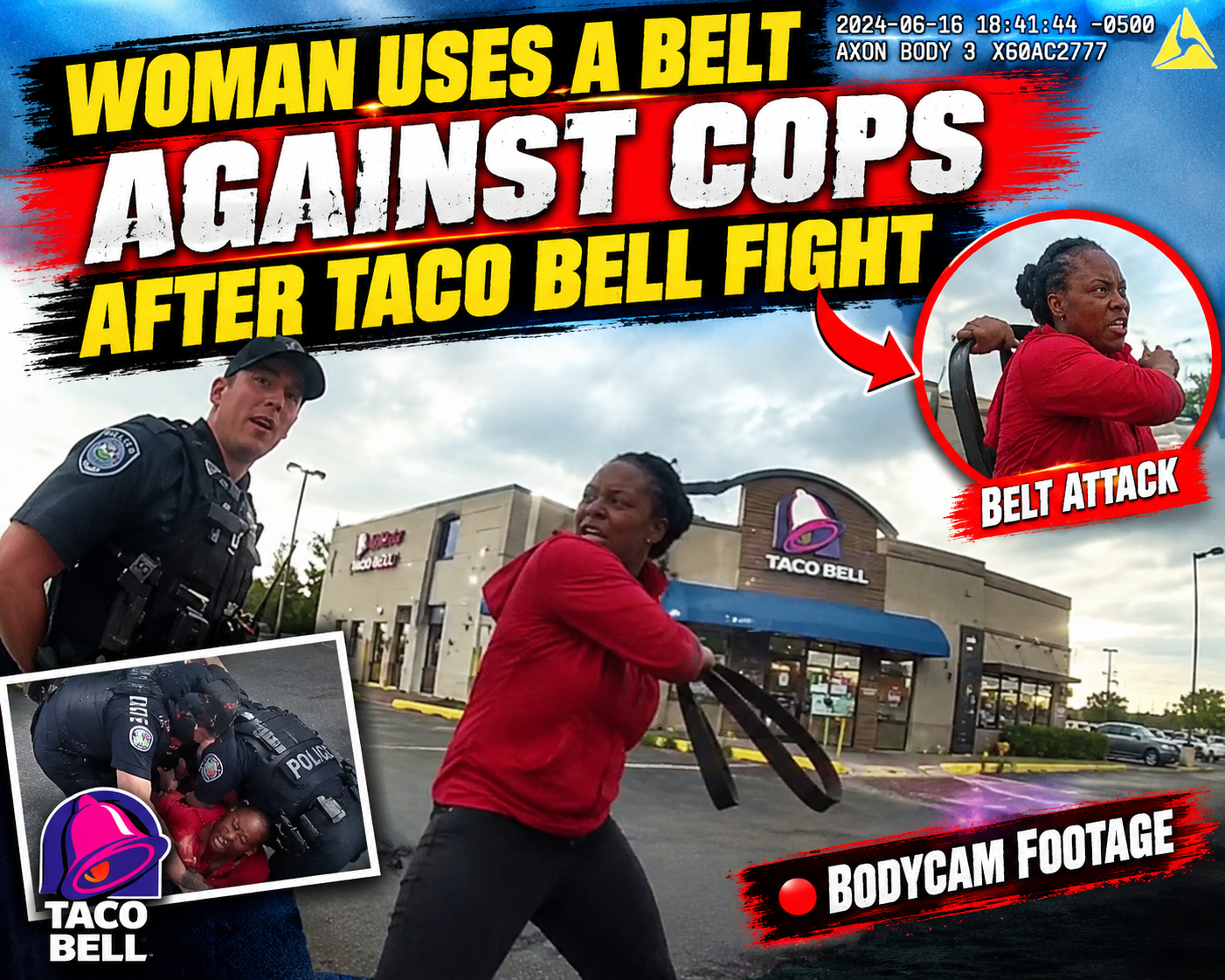 Woman Uses a Belt Against Cops After Taco Bell Fight