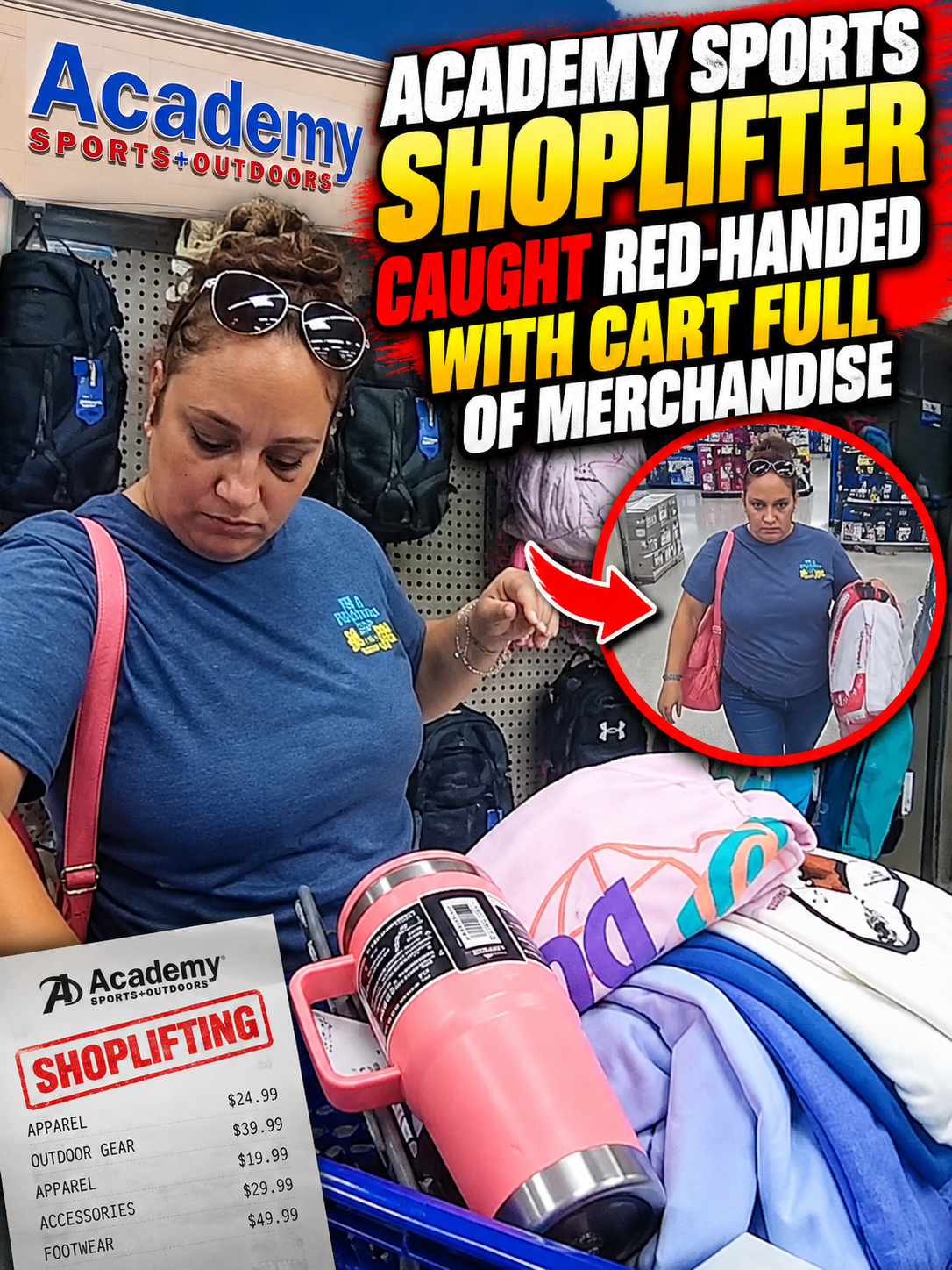 Academy Sports Shoplifter Caught Red-Handed with Cart Full of Merchandise