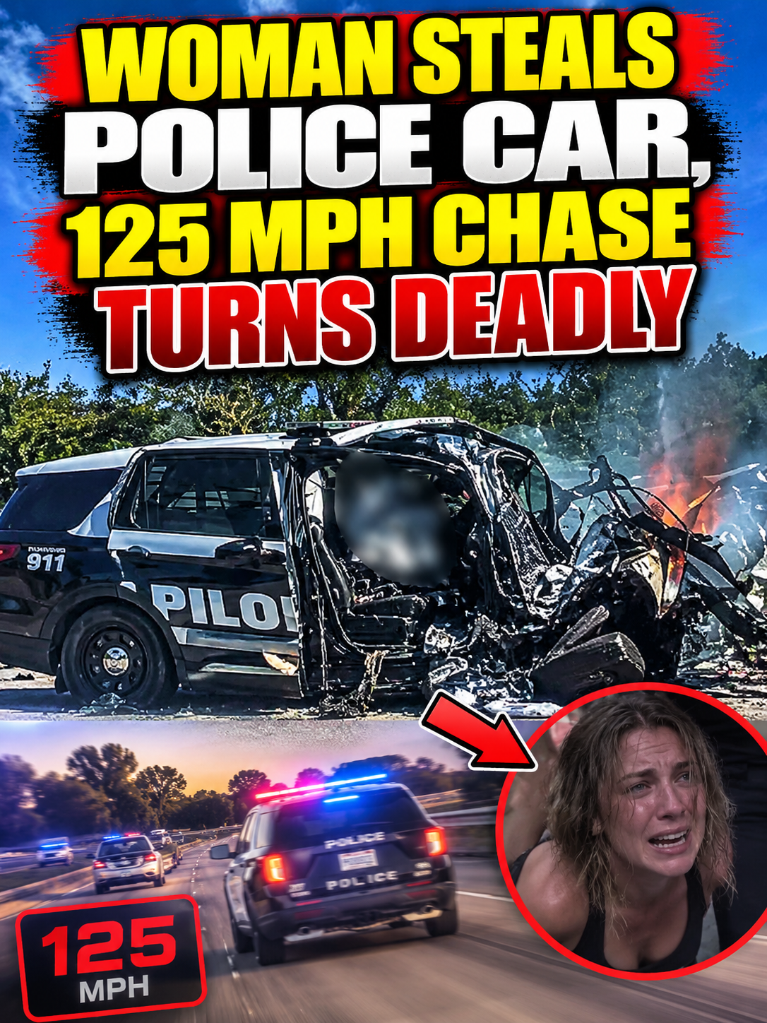 WOMAN STEALS POLICE CAR, 125 MPH CHASE TURNS DEADLY
