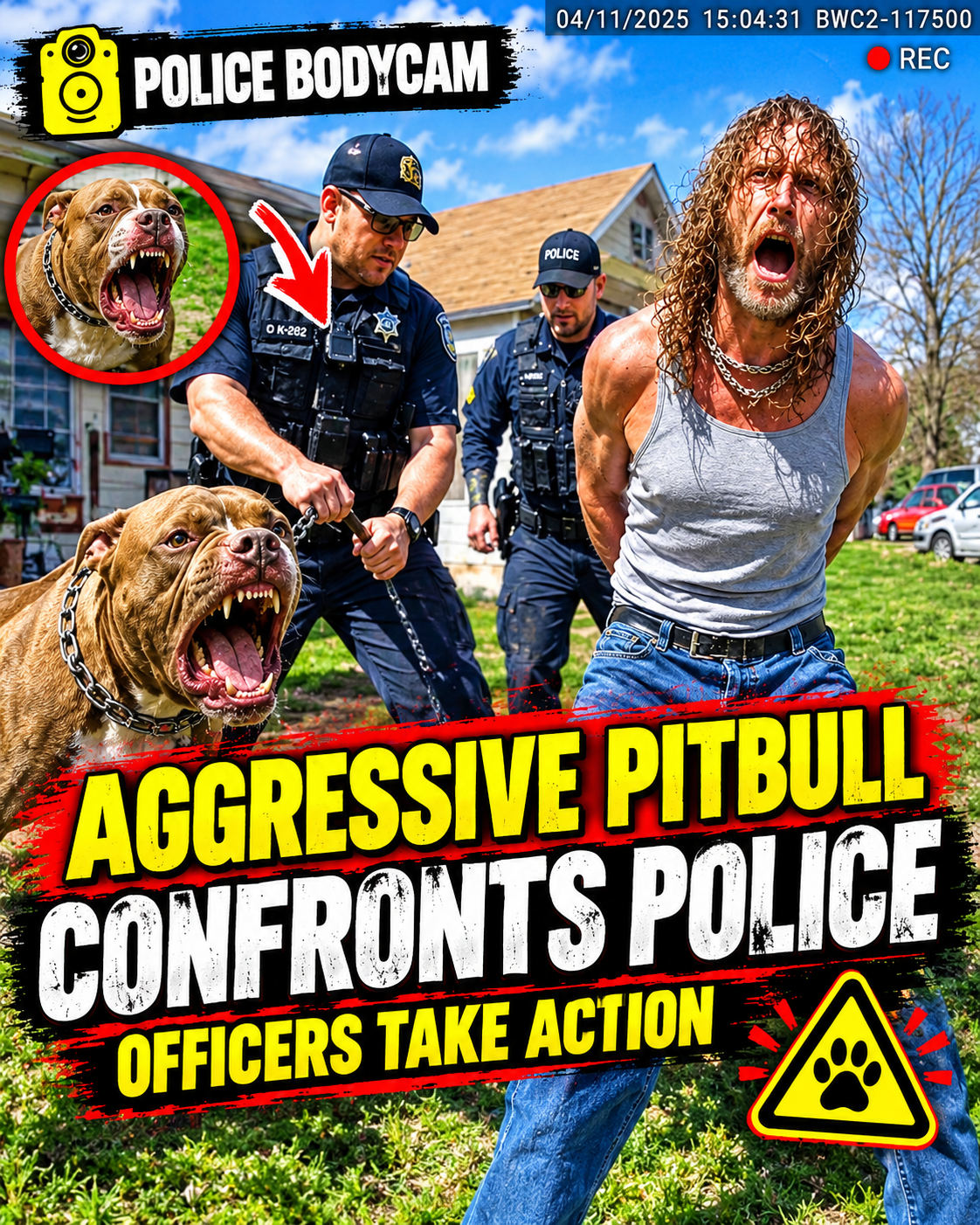 ⚠️🐕 Aggressive Pitbull Confronts Police — Officers Take Action | Bodycam Footage