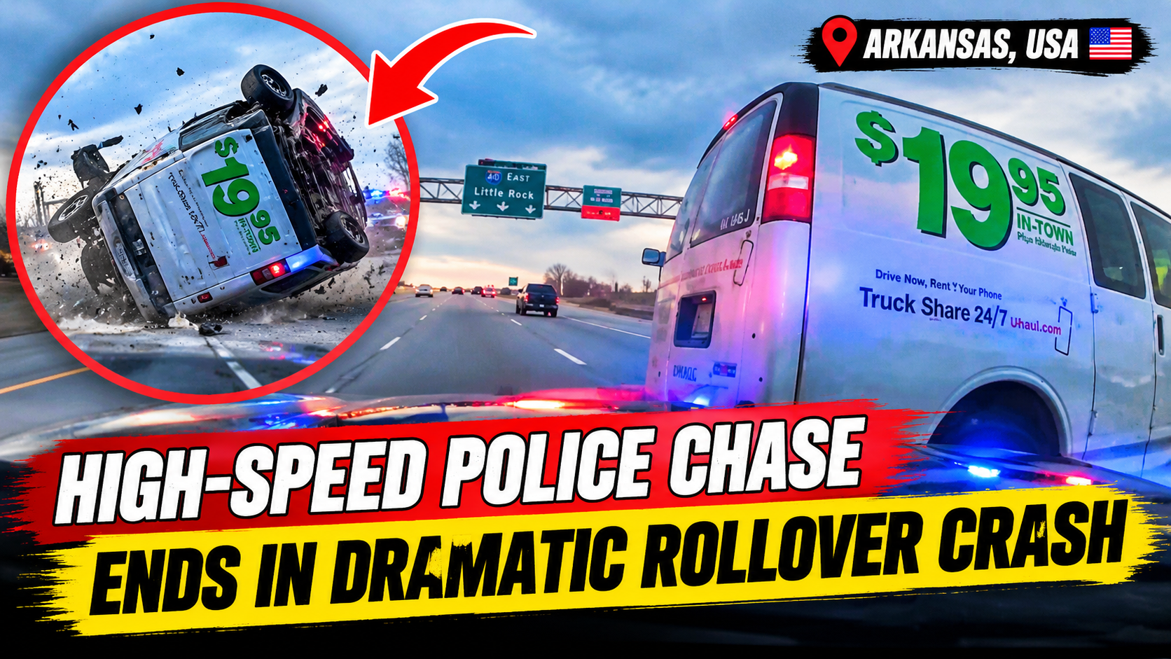 🚔 High-Speed Police Chase Ends in Dramatic Rollover Crash | Arkansas, USA 🇺🇸