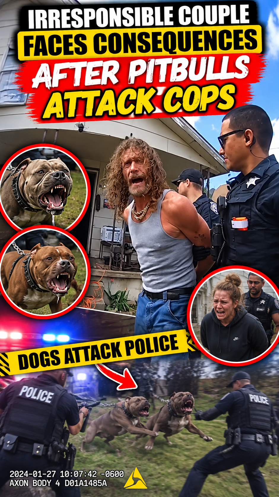 Irresponsible Couple Faces Consequences After Pitbulls Attack Cops