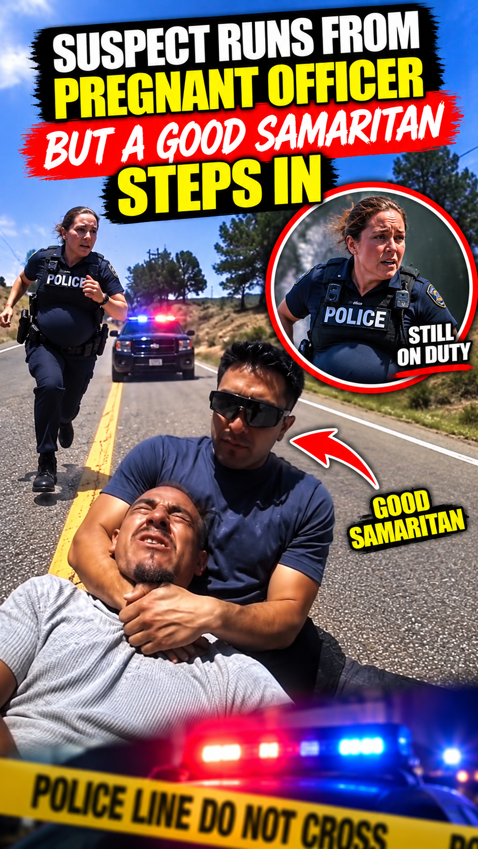 Suspect Runs From Pregnant Officer but a Good Samaritan Steps In