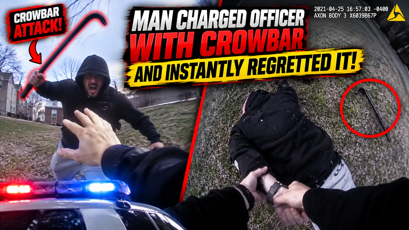 Man Charged Officer With Crowbar And Instantly Regretted It On Bodycam