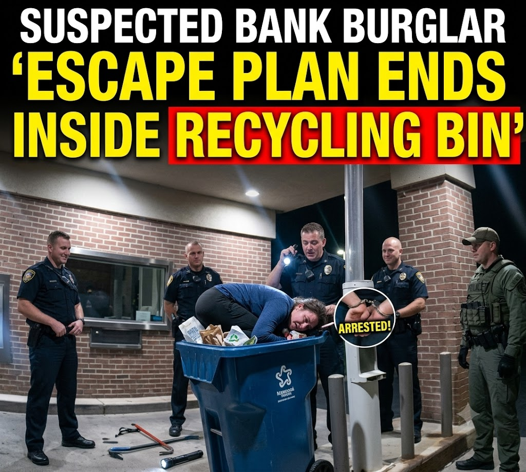 Suspected Bank Burglar’s Escape Plan Ends Inside a Recycling Bin