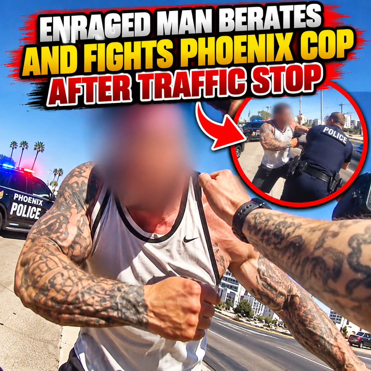 Enraged Man Berates and Fights Phoenix Cop After Traffic Stop