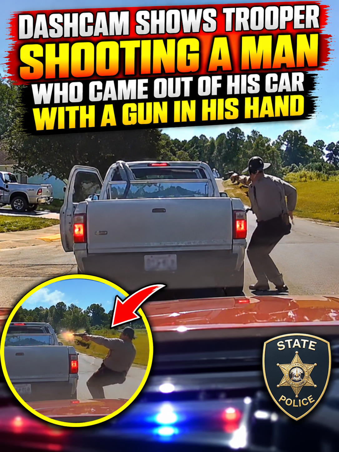 the moment police shot a man who stepped out of his vehicle holding a gun.