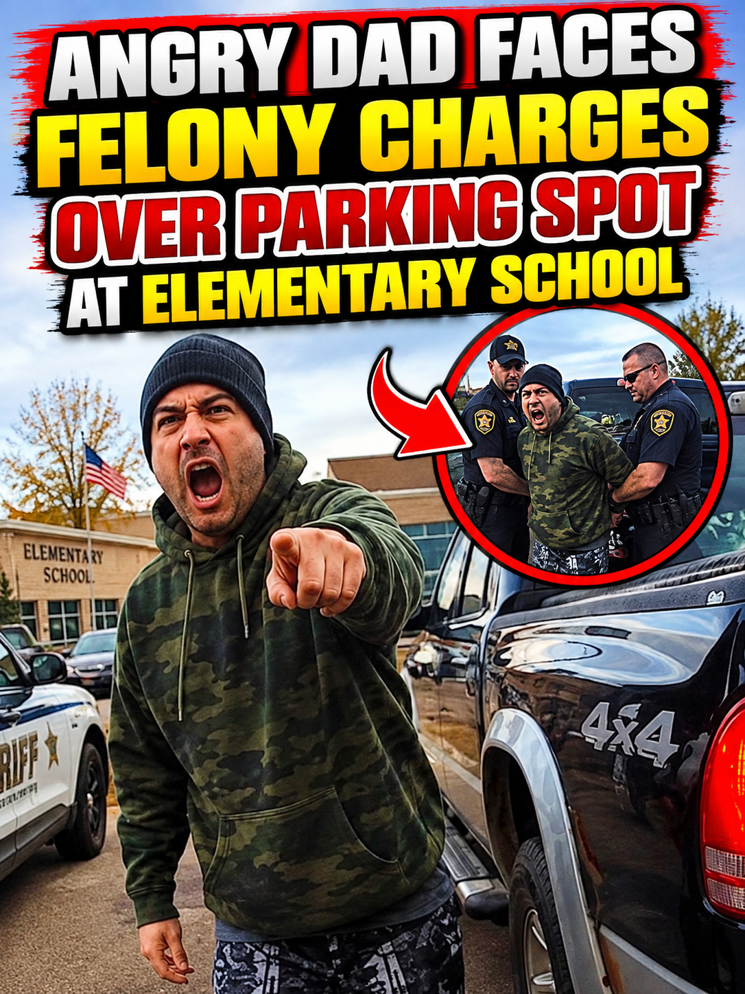 ANGRY DAD FACES FELONY CHARGES OVER PARKING SPOT AT ELEMENTARY SCHOOL