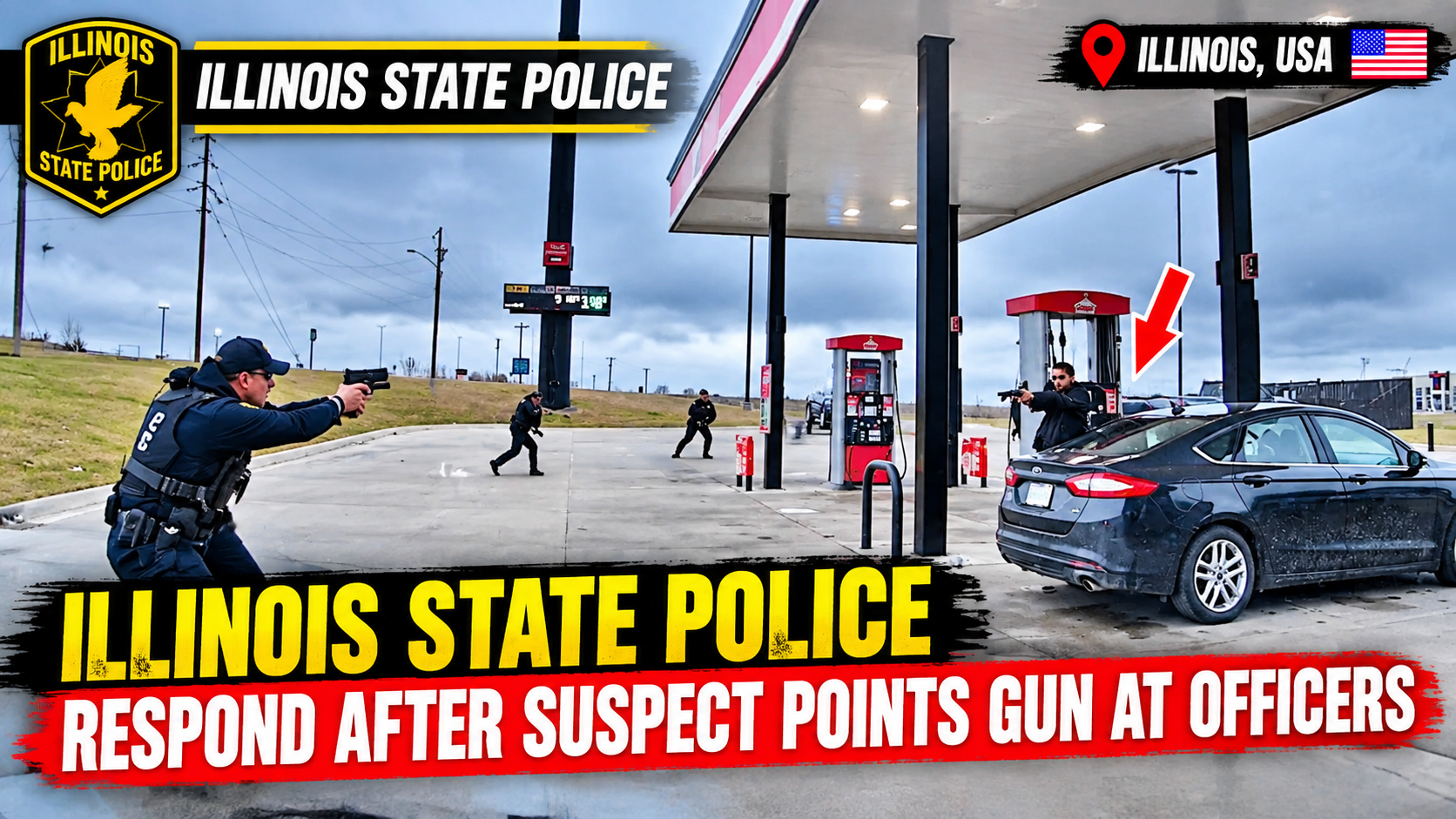 🚔Illinois State Police Respond After Suspect Points Gun at Officers | Illinois, USA