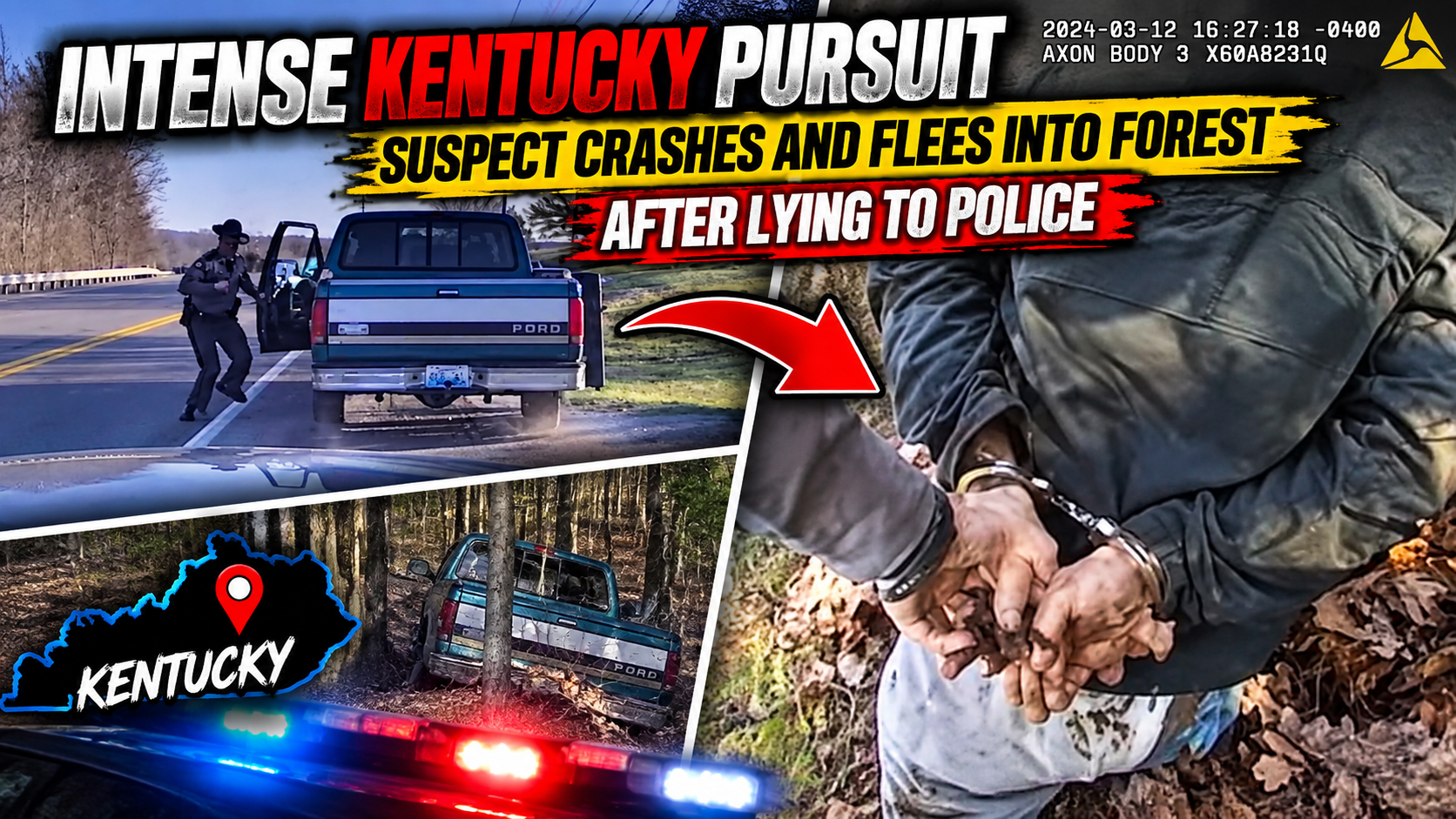 Intense Kentucky Pursuit: Suspect Crashes and Flees Into Forest After Lying to Police