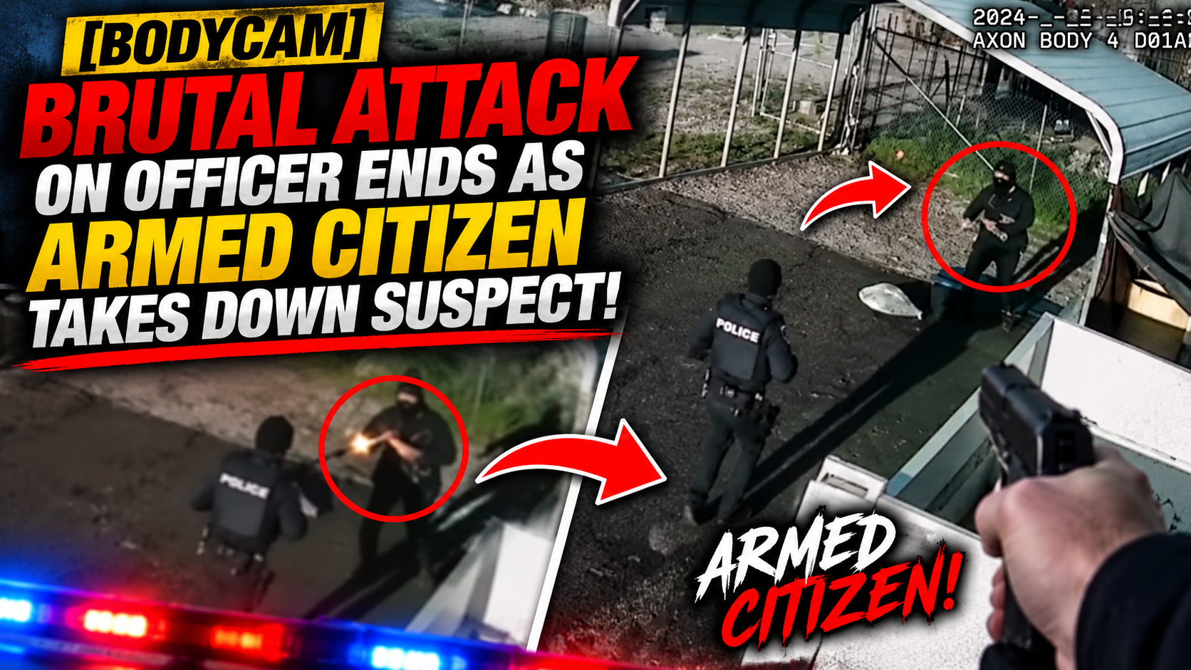 [BODYCAM] Brutal Attack On Officer Ends As Armed Citizen Takes Down Suspect!