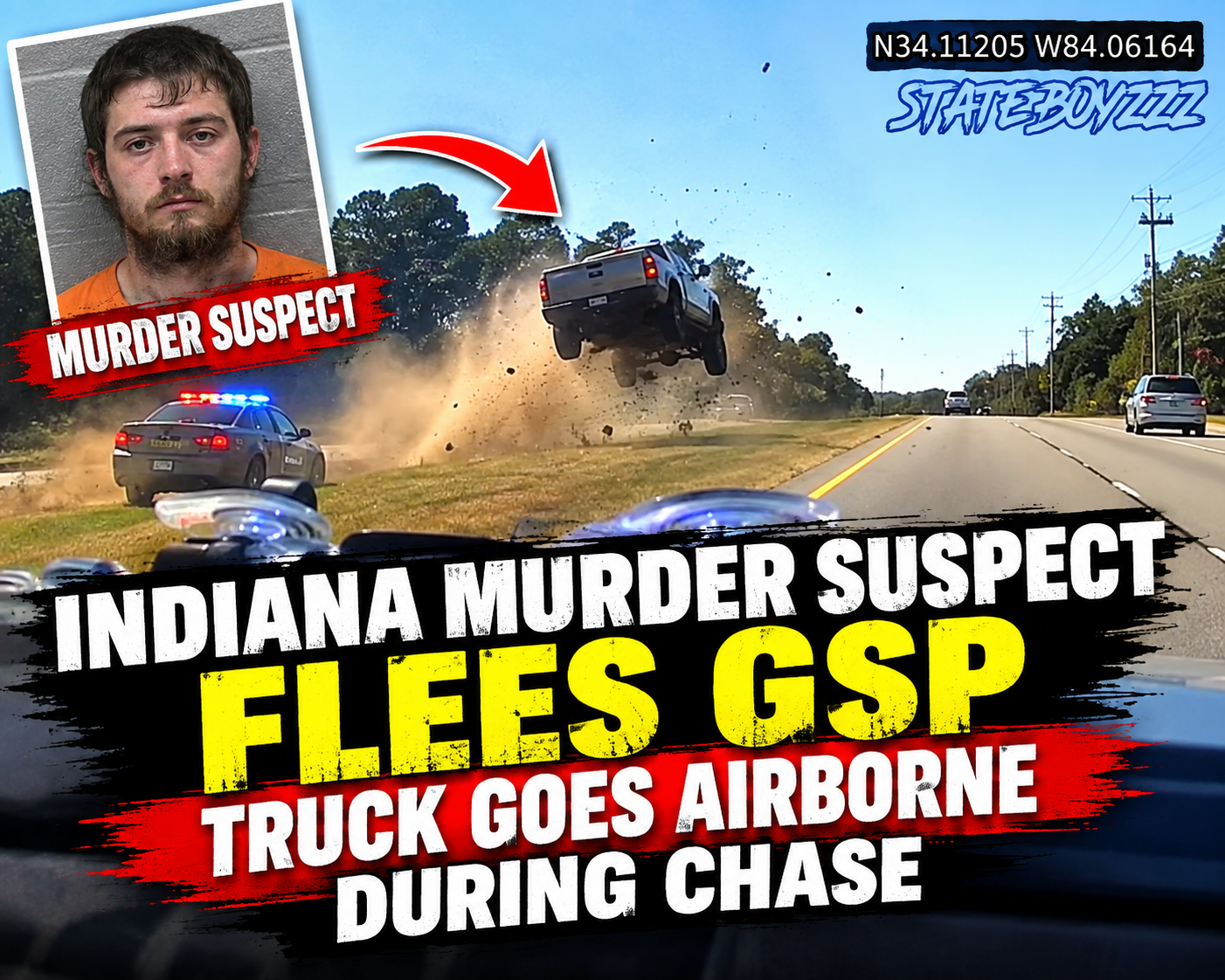 Indiana Murder Suspect Flees GSP — Truck Goes Airborne During Chase