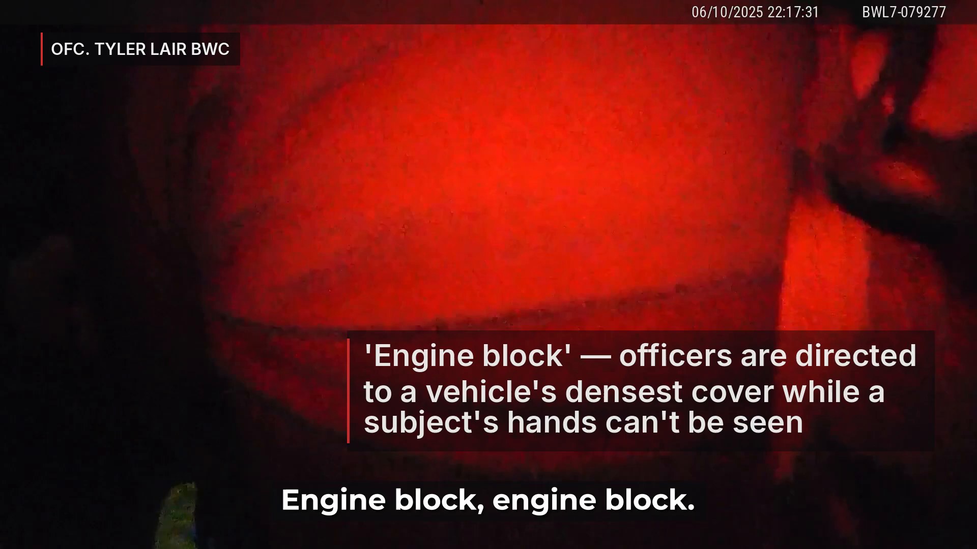 Frame from supplied June 10, 2025 law-enforcement video