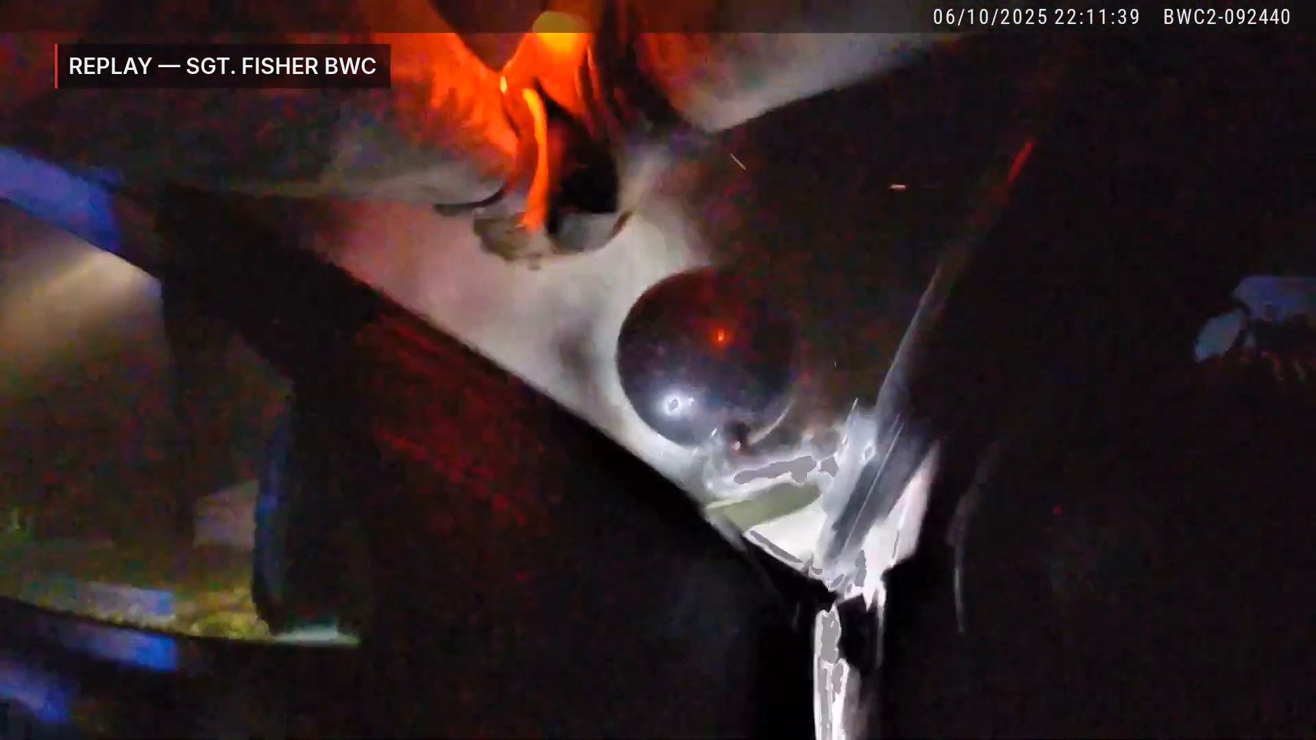 Frame from supplied June 10, 2025 law-enforcement video