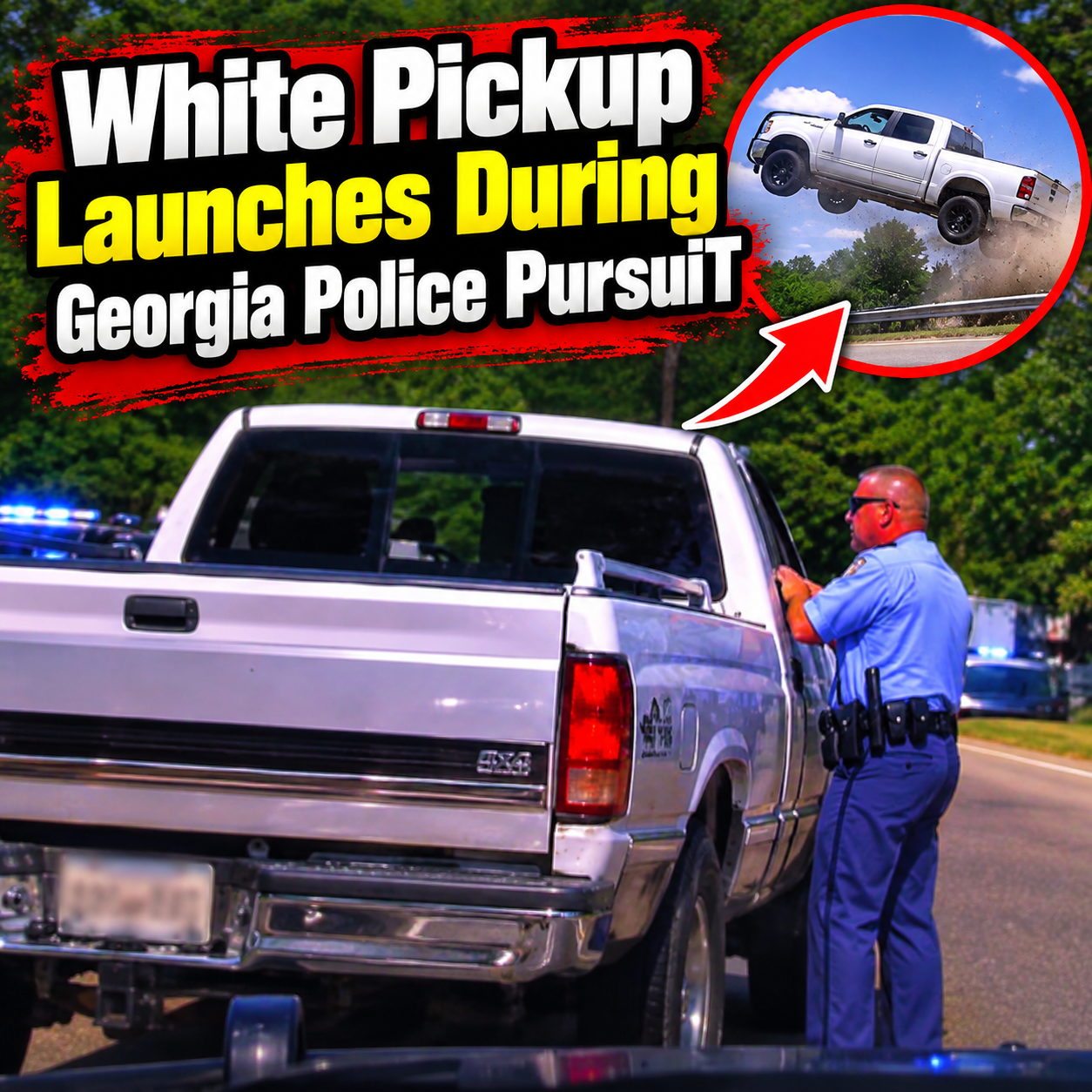White Pickup Launches During Georgia Police PursuiT