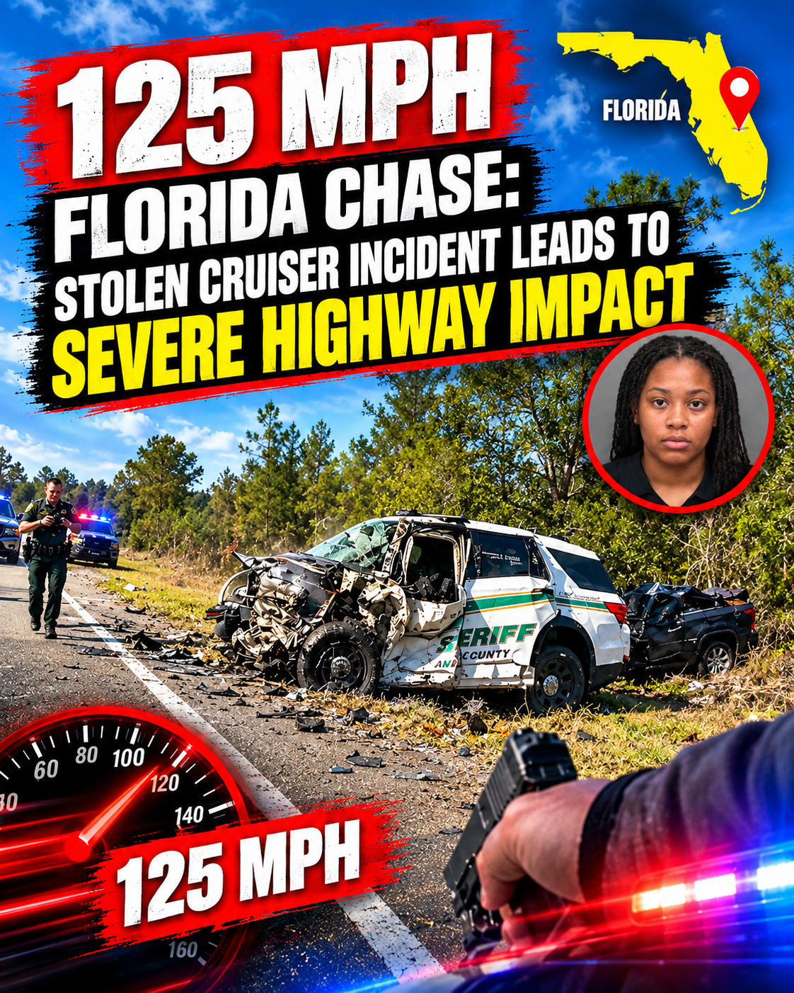 125 MPH Florida Chase: Stolen Cruiser Incident Leads to Severe Highway Impact