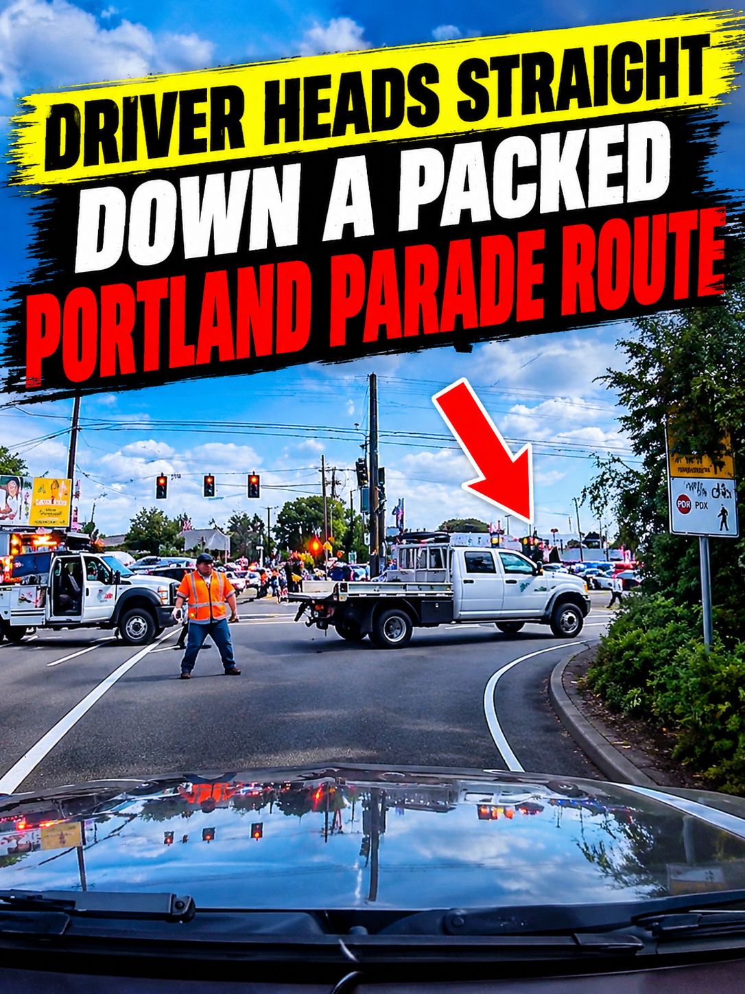 Driver Heads Straight Down a Packed Portland Parade Route