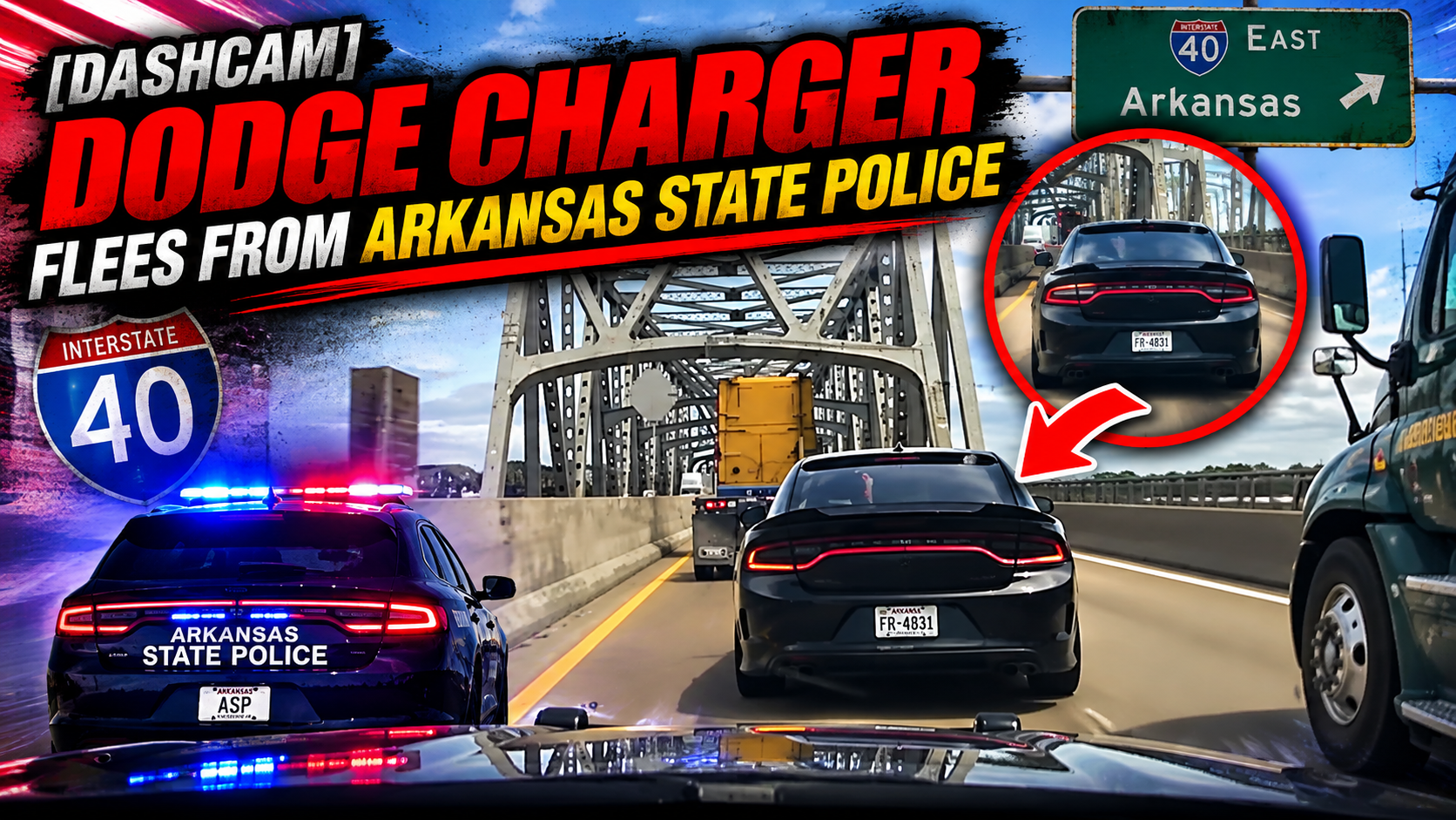 [DASHCAM] Dodge Charger Flees From Arkansas State Police On I-40!