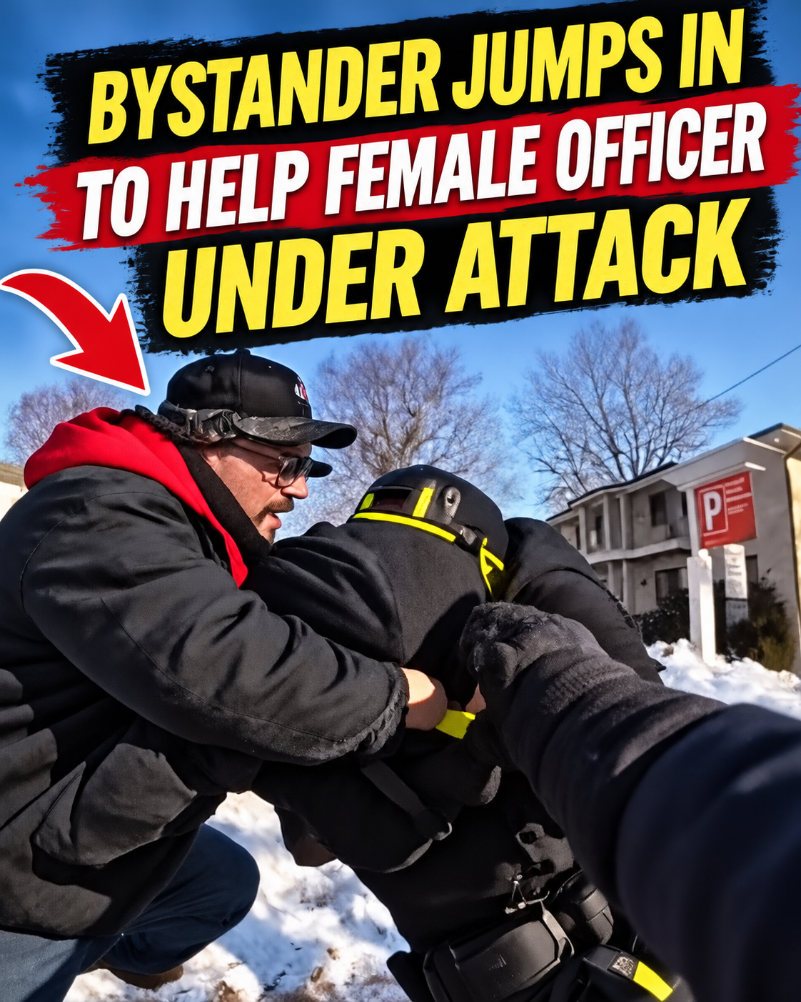 Bystander Jumps In to Help Female Officer Under Attack