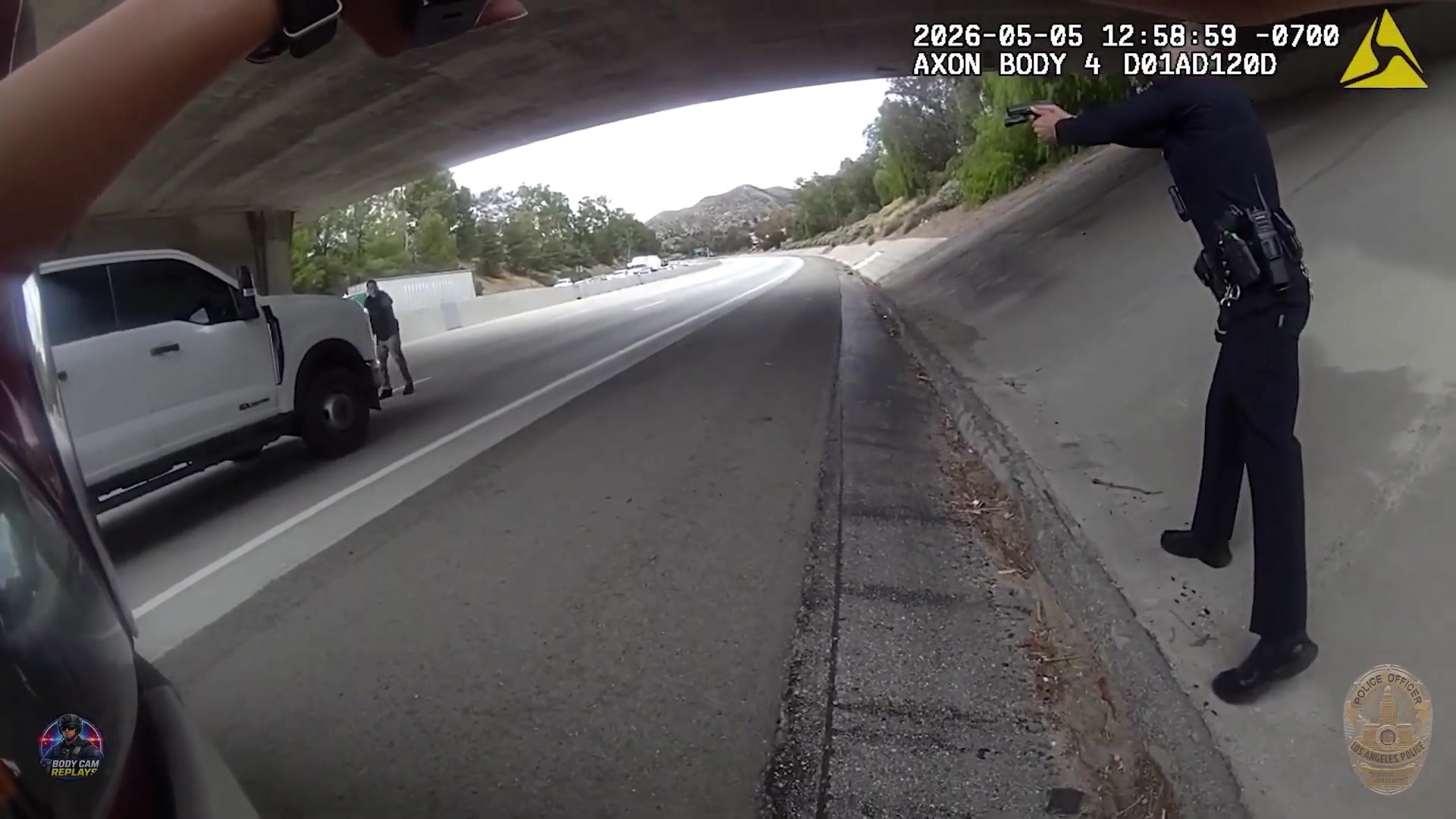 Real frame from the supplied LAPD body-camera video