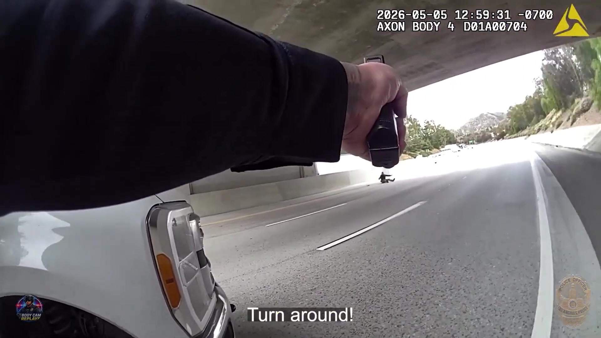 Real frame from the supplied LAPD body-camera video