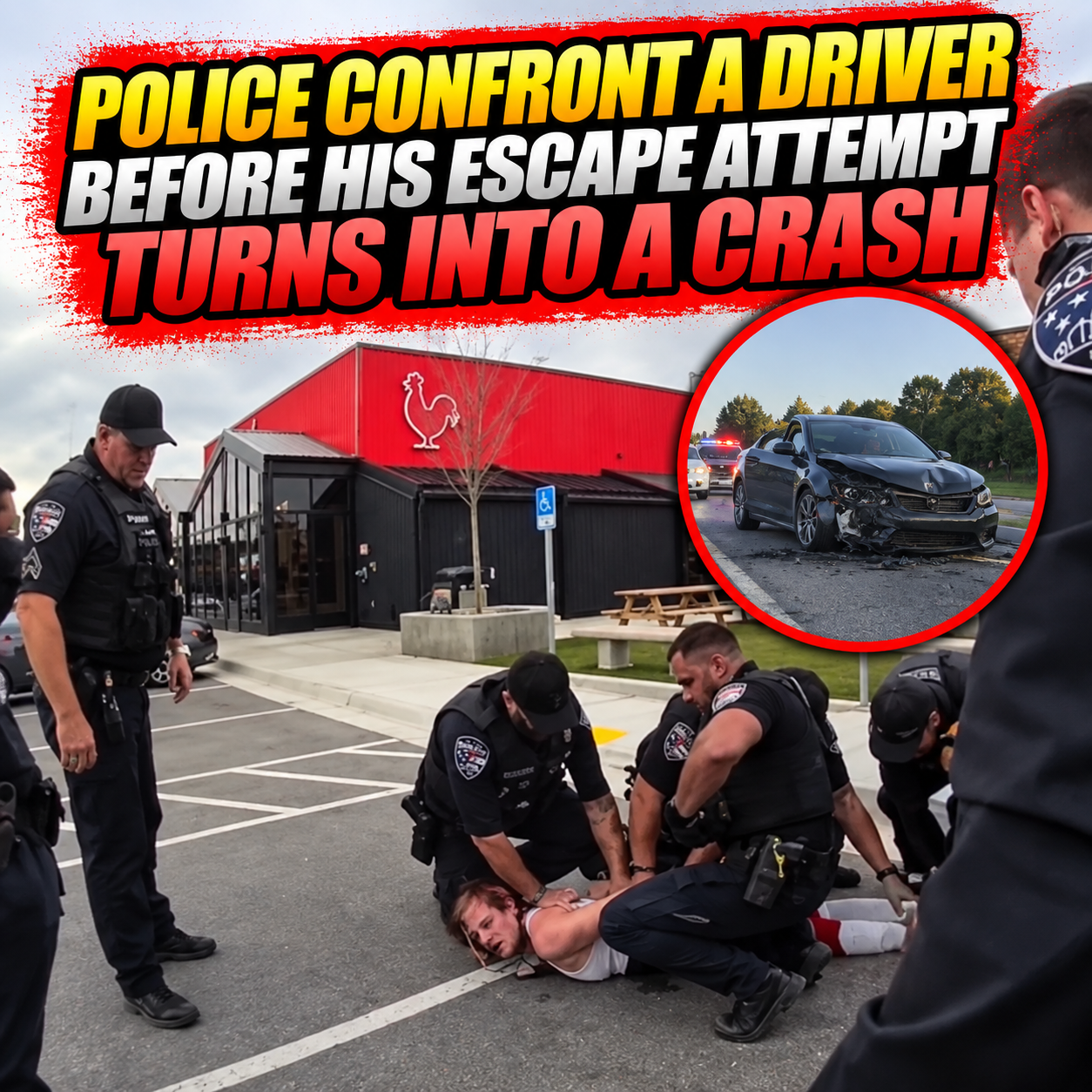 Police Confront a Driver Before His Escape Attempt Turns Into a Crash
