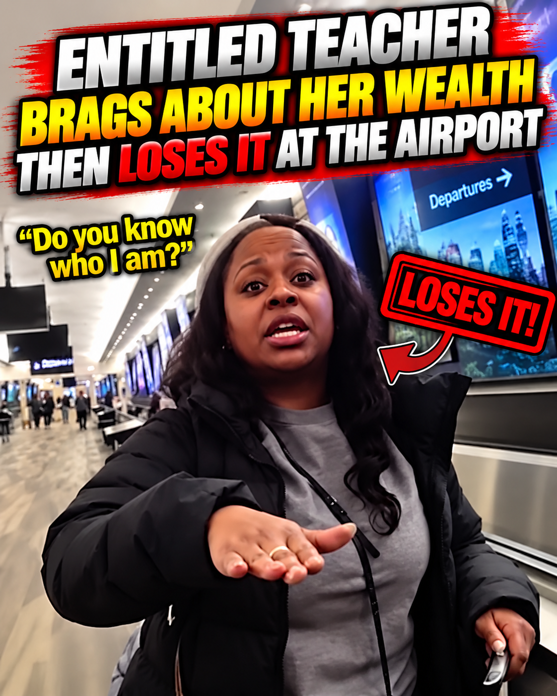Entitled Teacher Brags About Her Wealth Then Loses It at the Airport