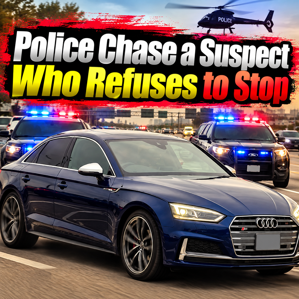 Police Chase a Suspect Who Refuses to Stop