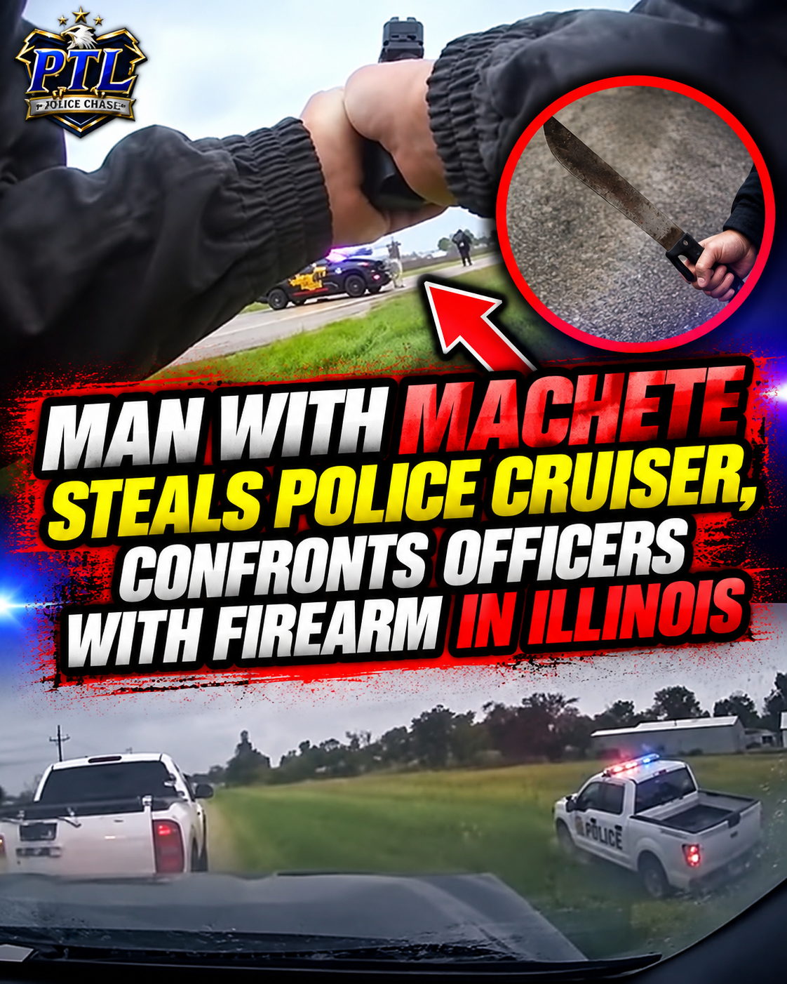 Man With Machete Steals Police Cruiser, Confronts Officers With Firearm In Illinois