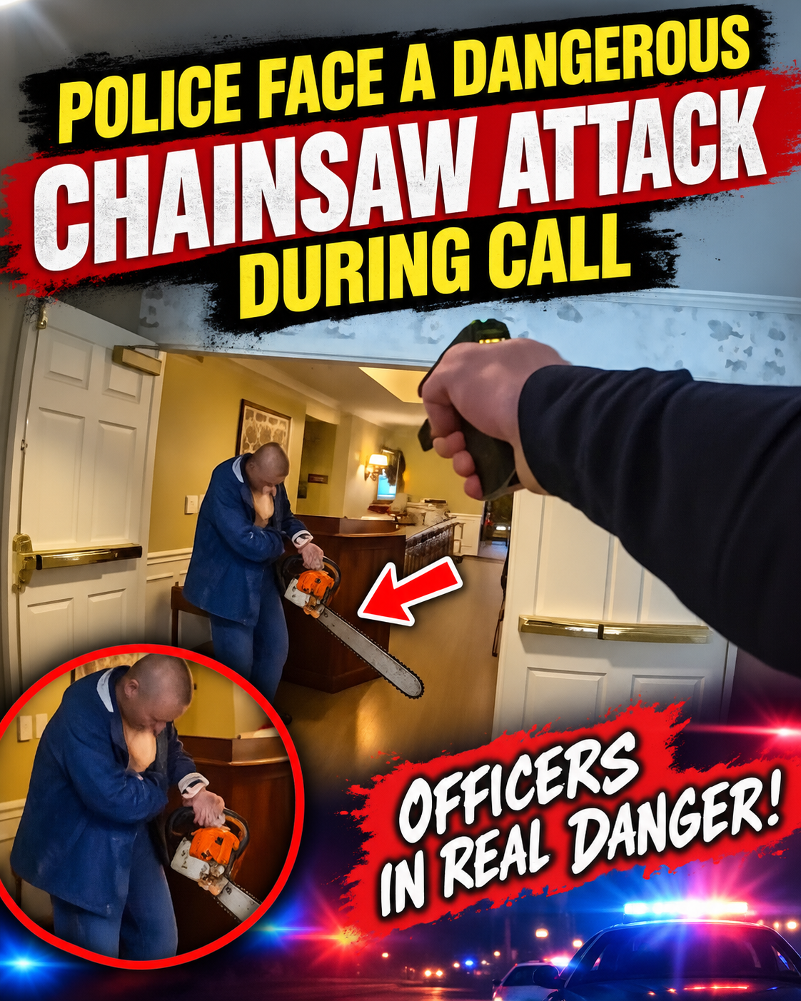Police Face a Dangerous Chainsaw Attack During Call
