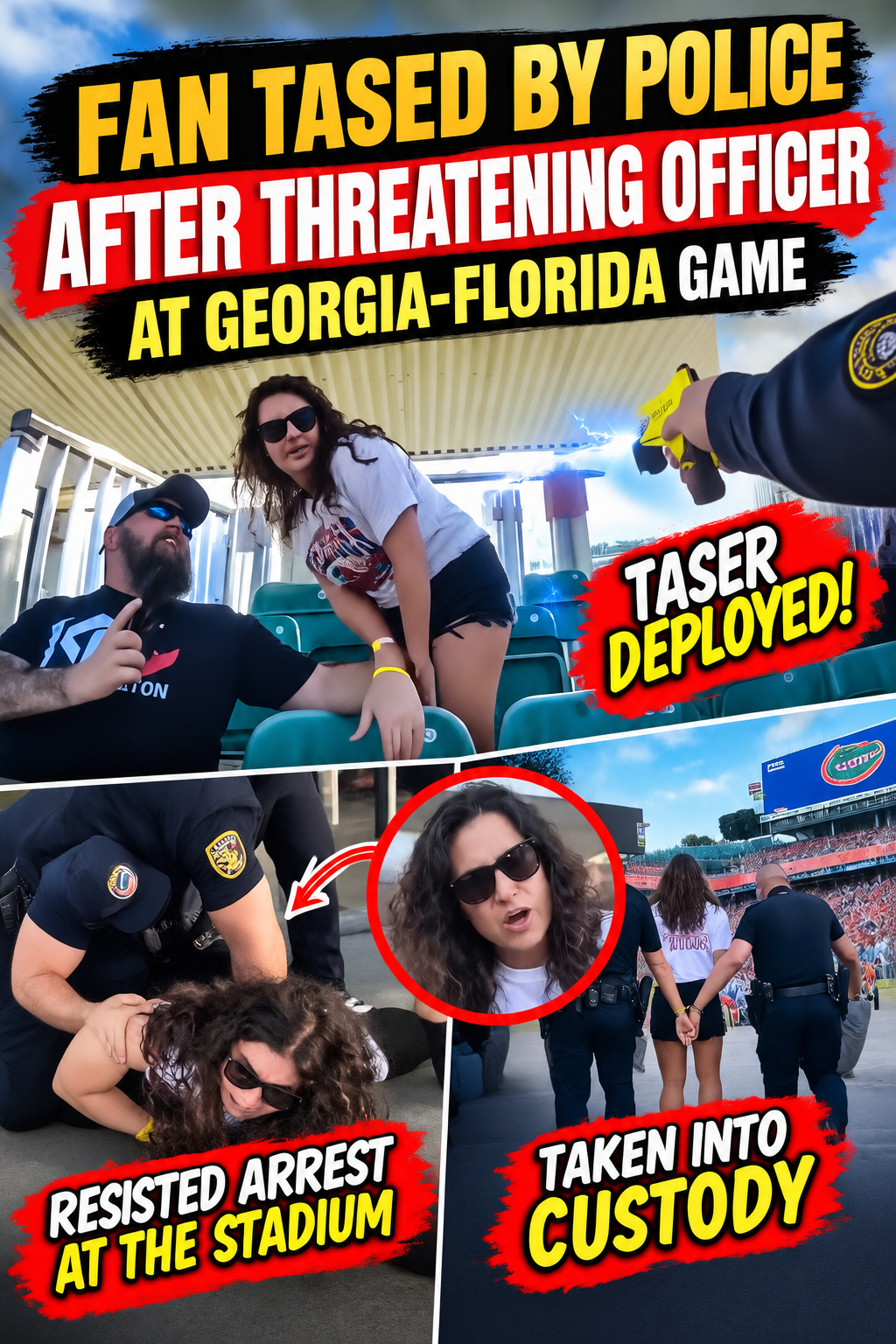 Fan Tased by Police After Threatening Officer at Georgia-Florida Game