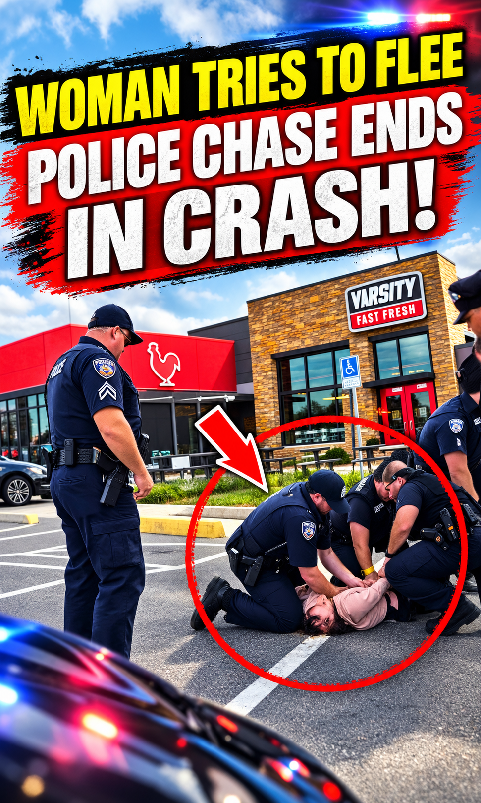 Woman Tries to Flee Police and Crashes Into Cars