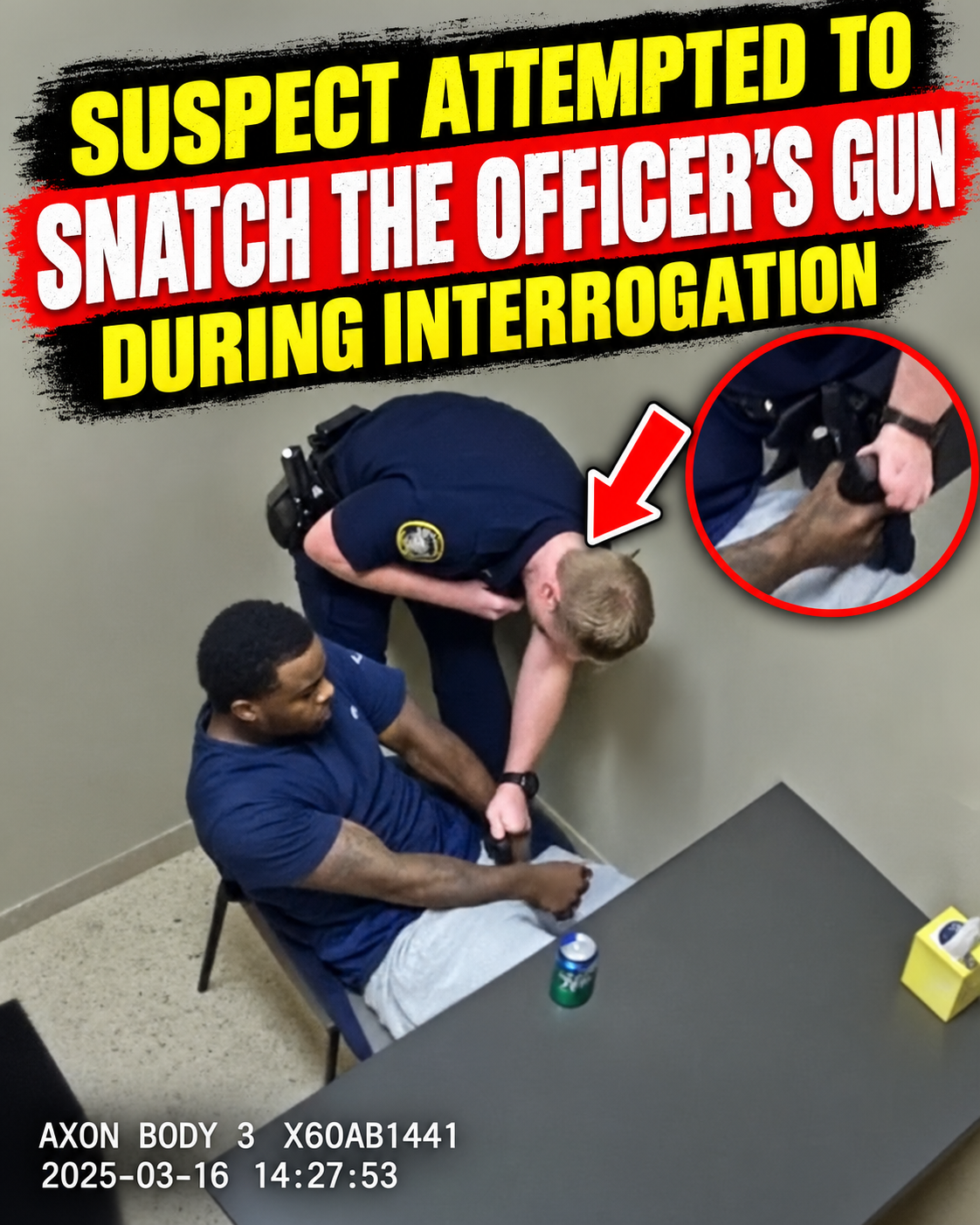The suspect attempted to snatch the police officer's gun
