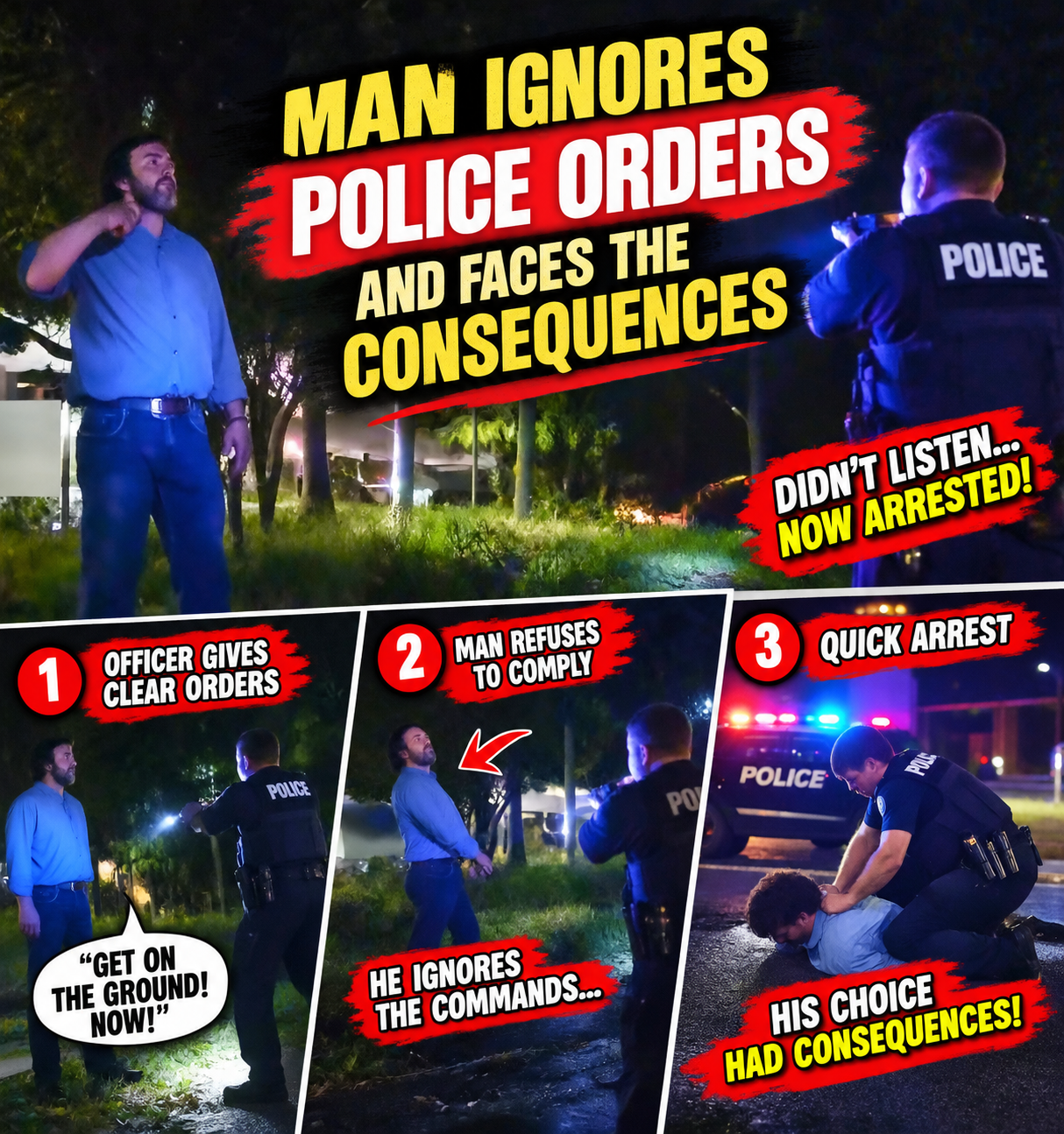 Man Ignores Police Orders and Faces the Consequences