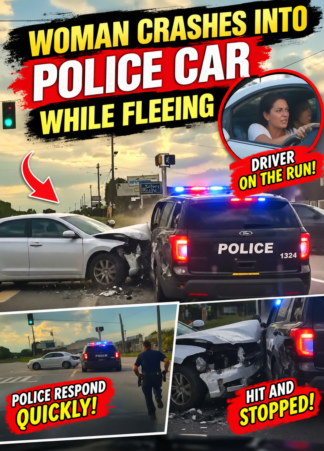 Woman With Child in Car Rams Police Vehicles While Fleeing