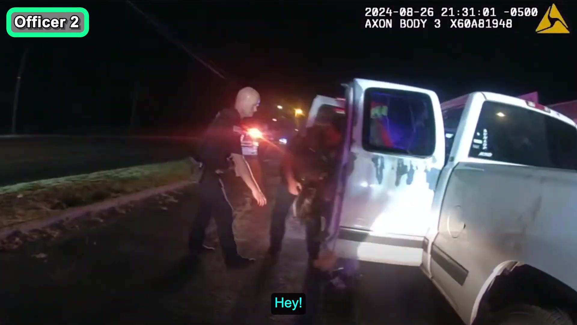 Real frame from the supplied Muskogee police footage