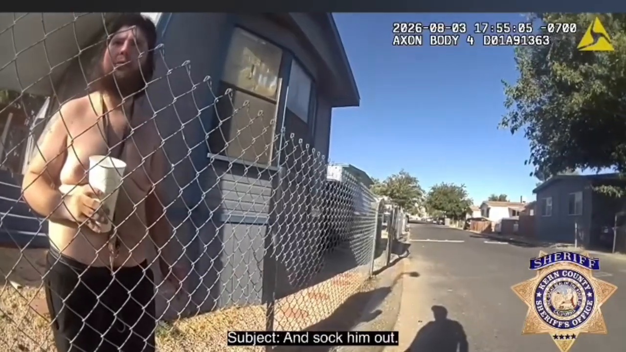 Frame from the supplied Kern County Sheriff body-camera footage
