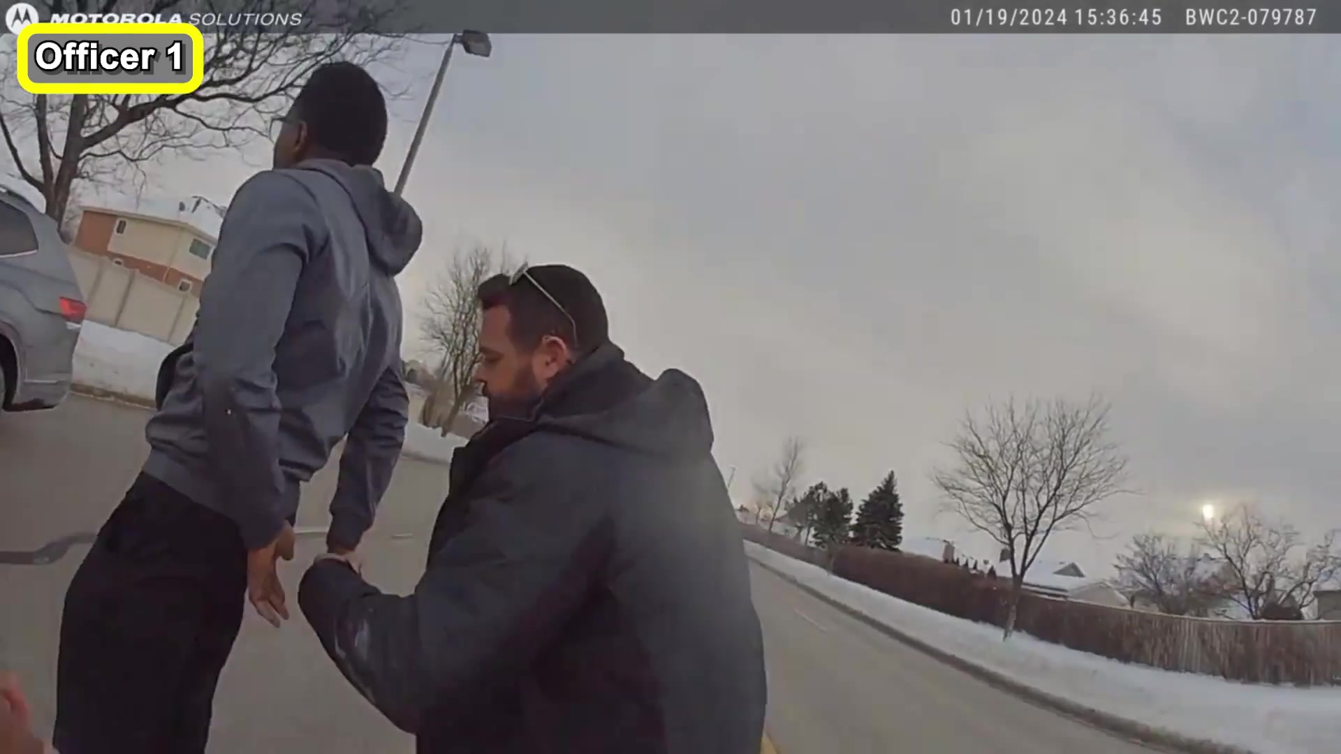 Frame from the supplied Woodridge police body-camera footage
