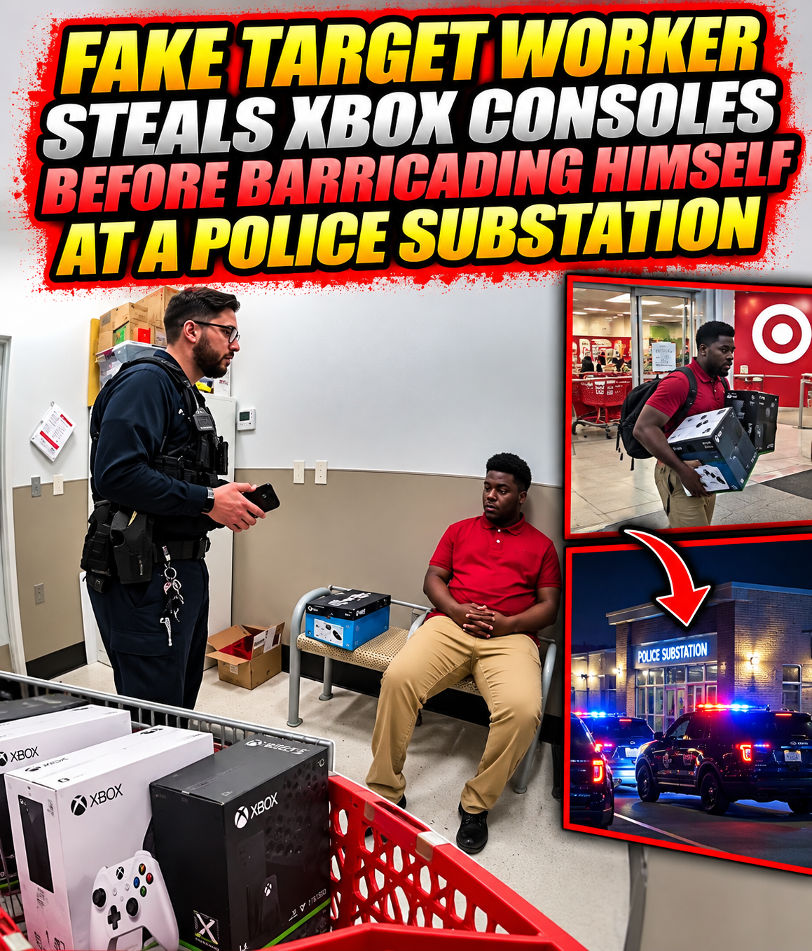 Fake Target Worker Steals Xbox Consoles Before Barricading Himself at a Police Substation