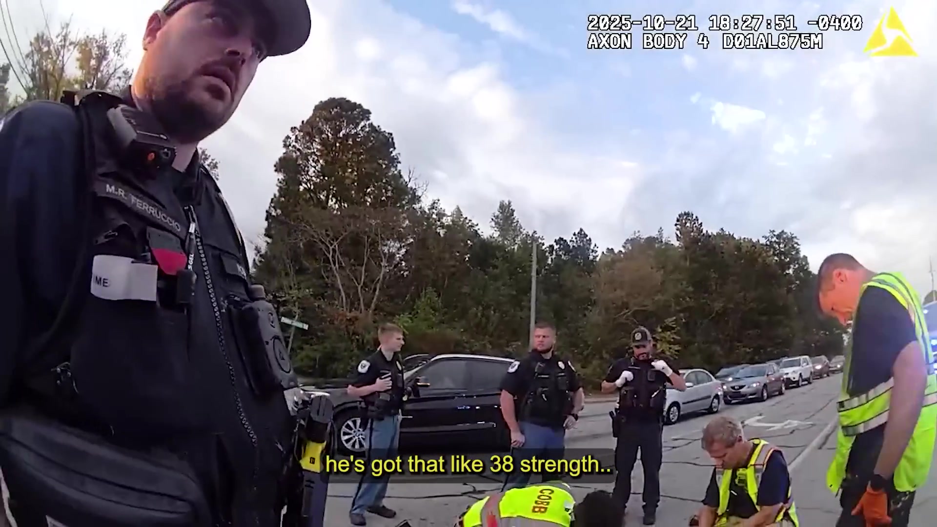 Frame from the supplied Cobb County police body-camera footage