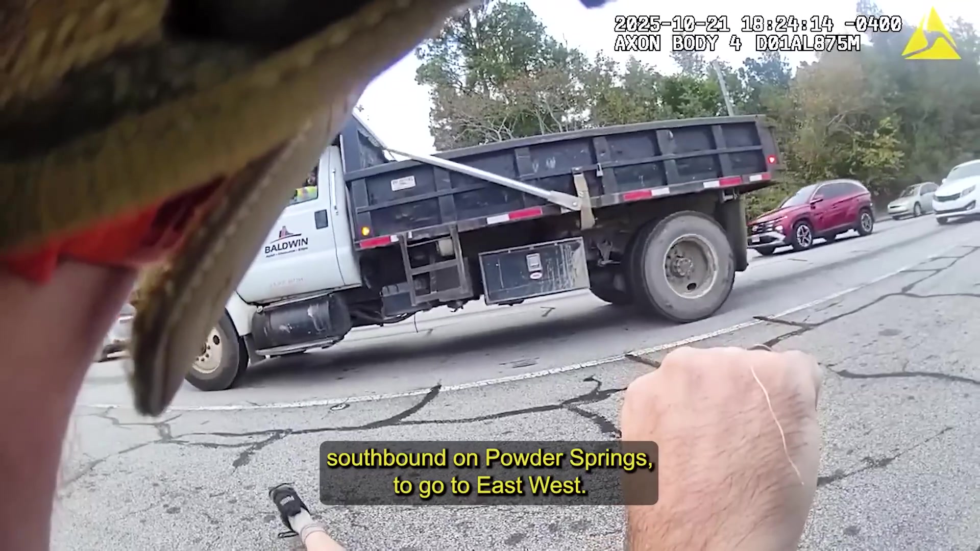 Frame from the supplied Cobb County police body-camera footage