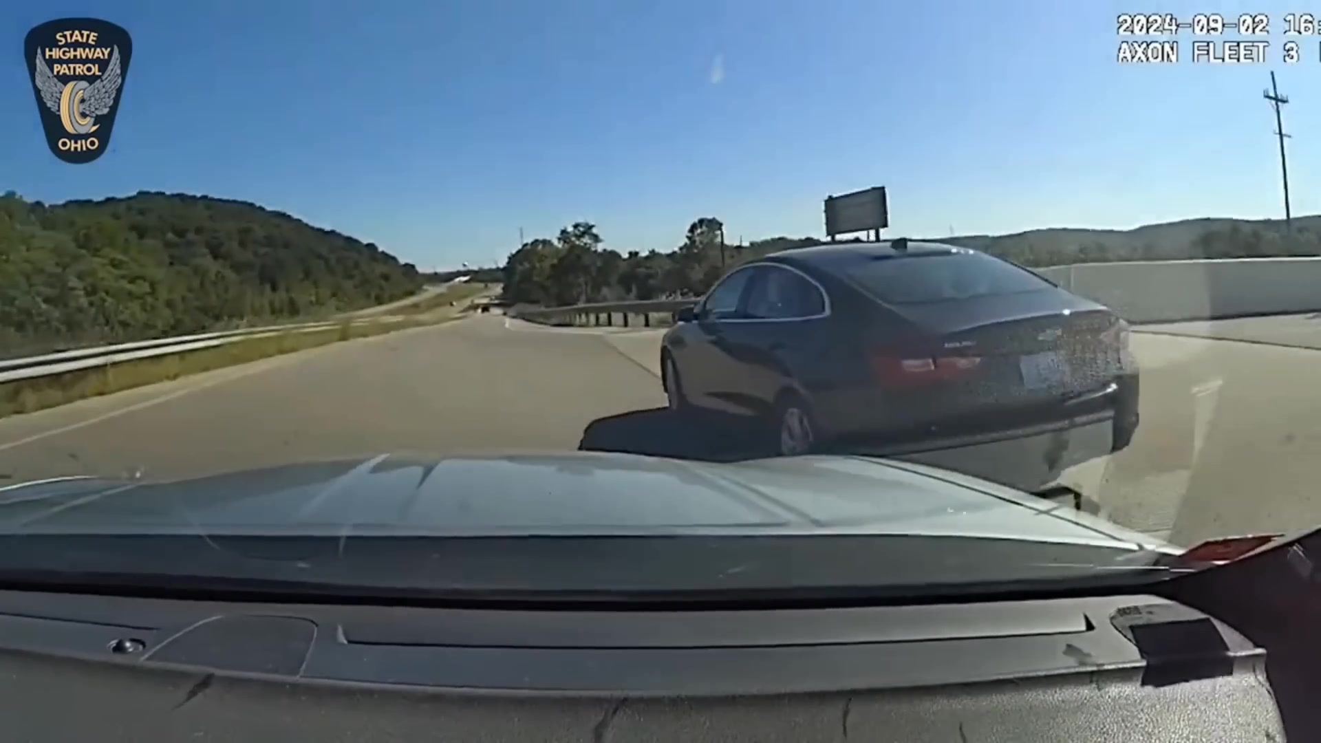 Real horizontal frame from the supplied Ohio State Highway Patrol footage